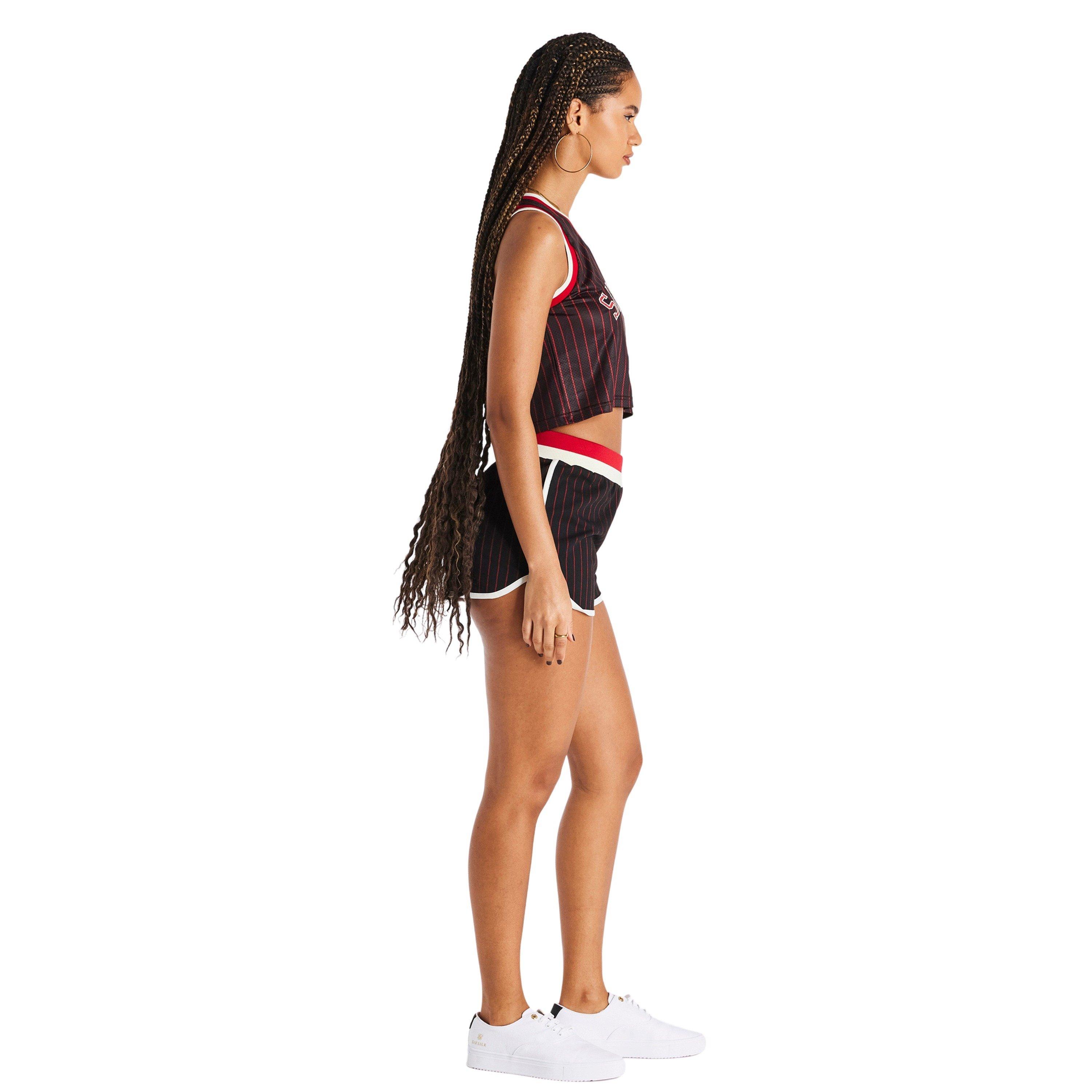 Black/Red - SikSilk - Women's Baseball Crop Top - 4