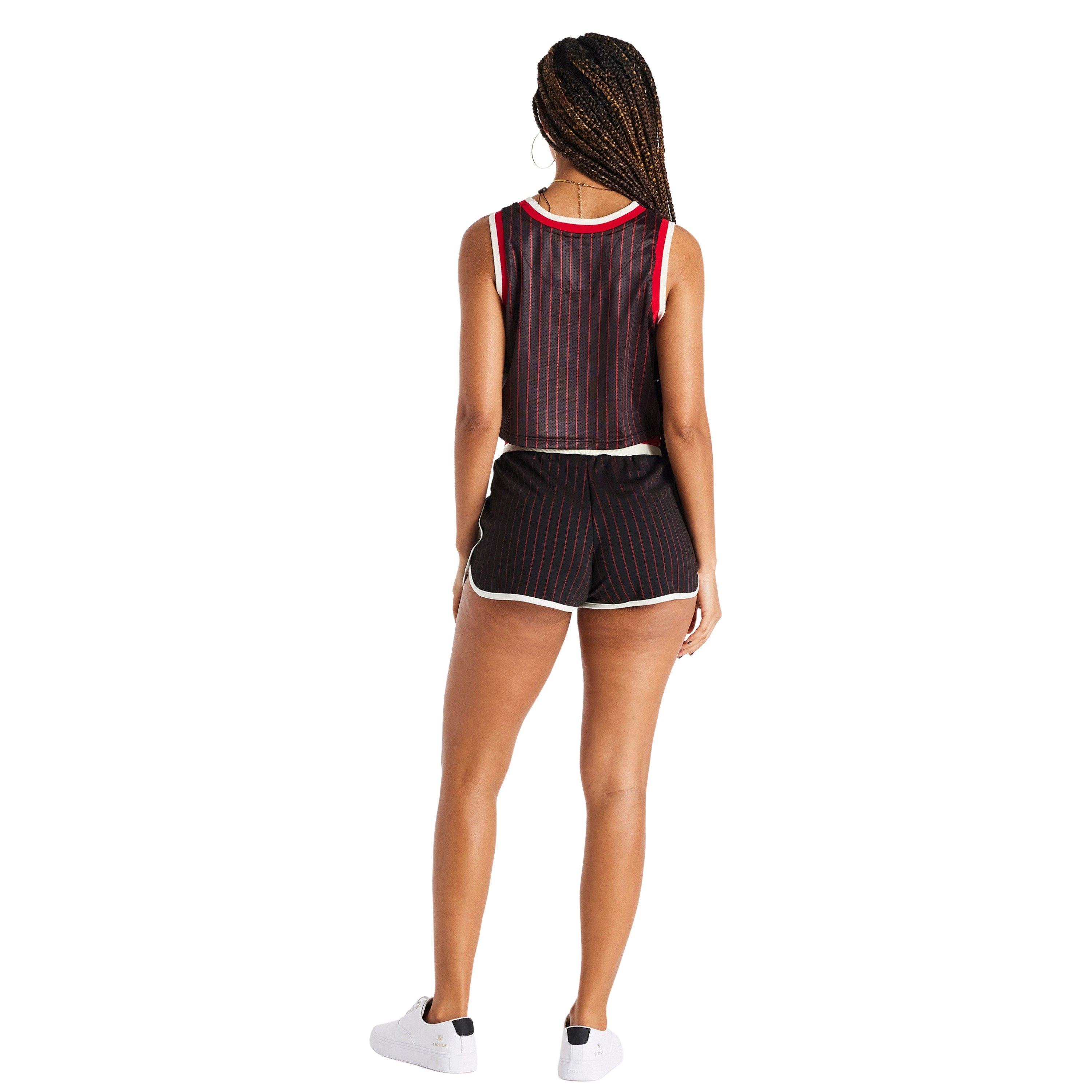 Black/Red - SikSilk - Women's Baseball Crop Top - 5