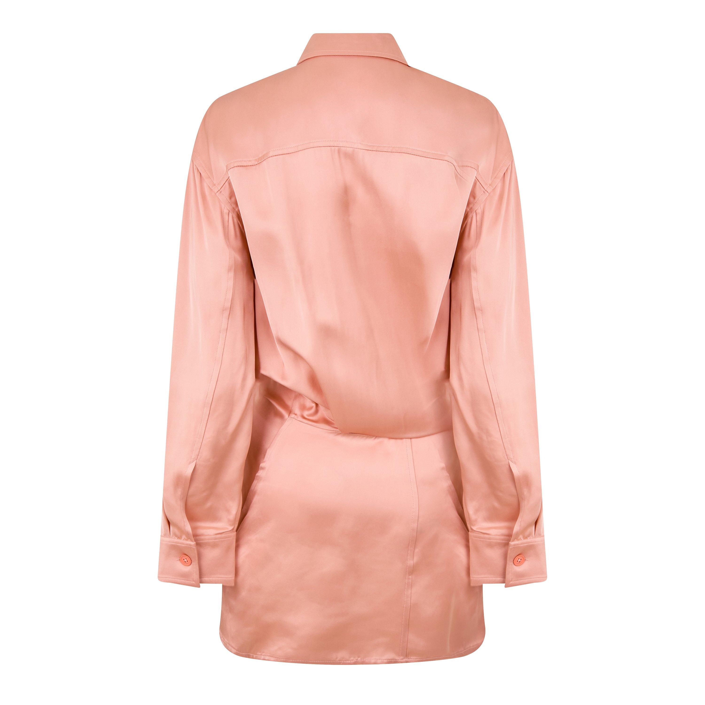 Pink - Off White - Women's Toybox Twist Dress, Shirt Style - 2