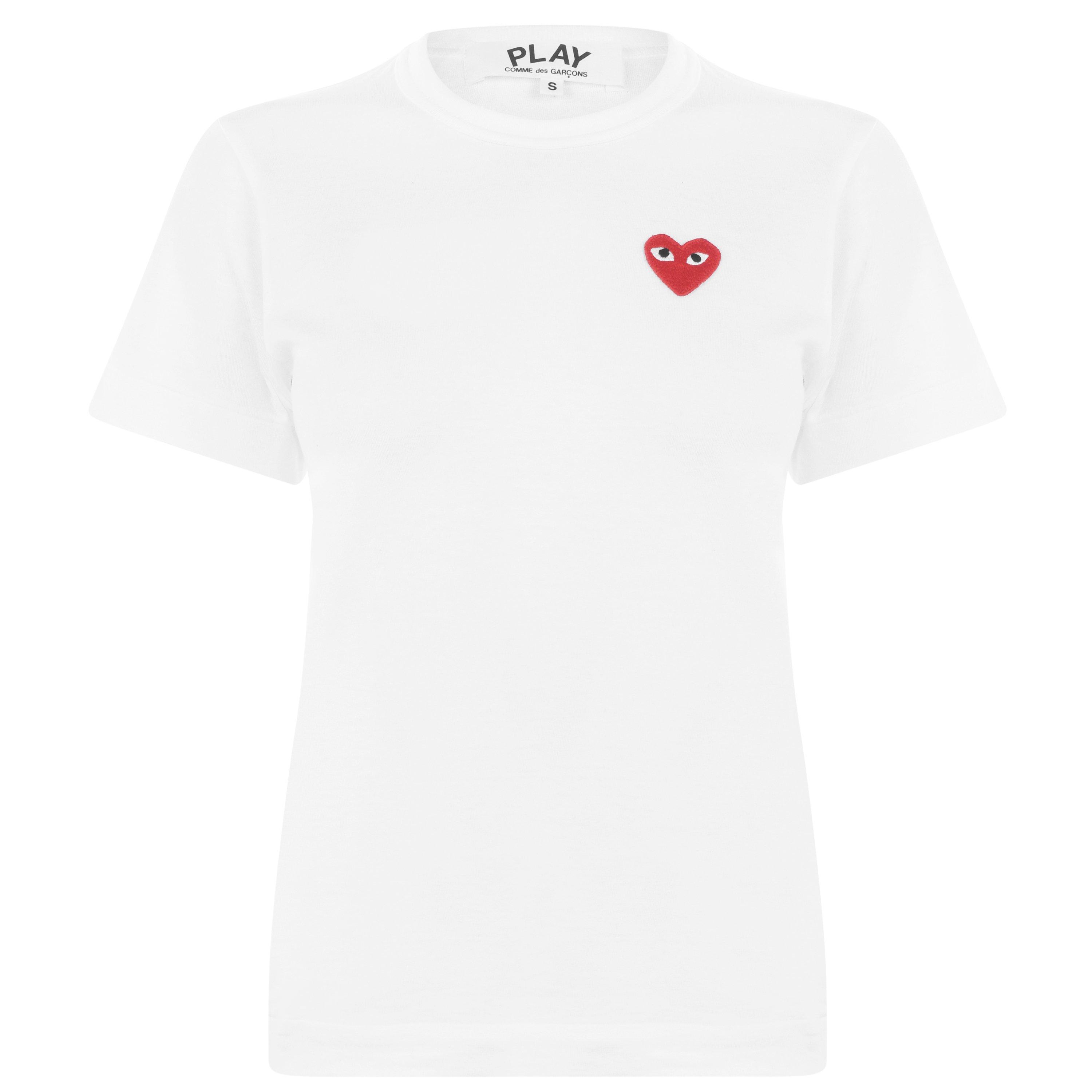 White/Red - Comme des Garcons PLAY - Small Peeping Heart T-Shirt - 7