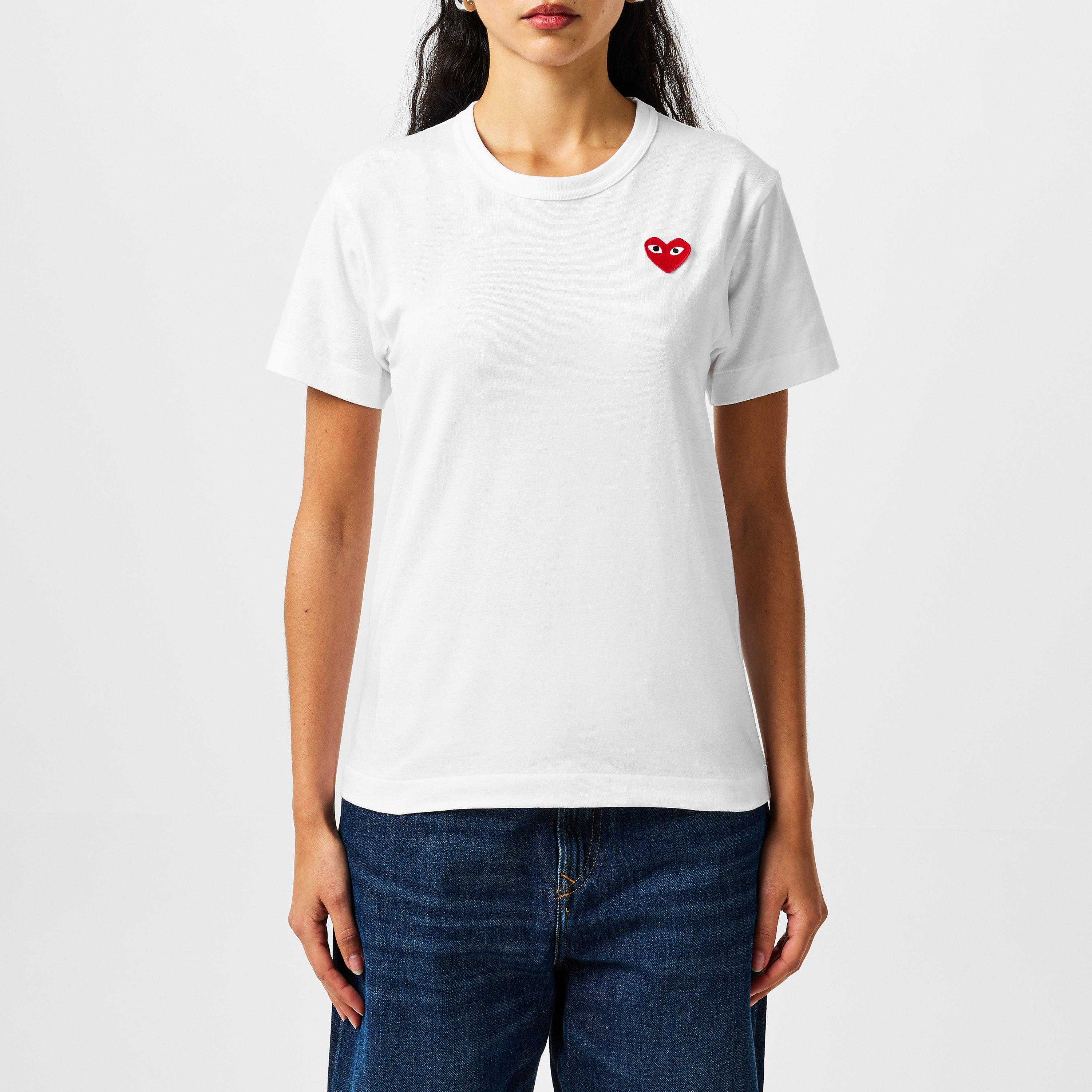 White/Red - Comme des Garcons PLAY - Small Peeping Heart T-Shirt - 3