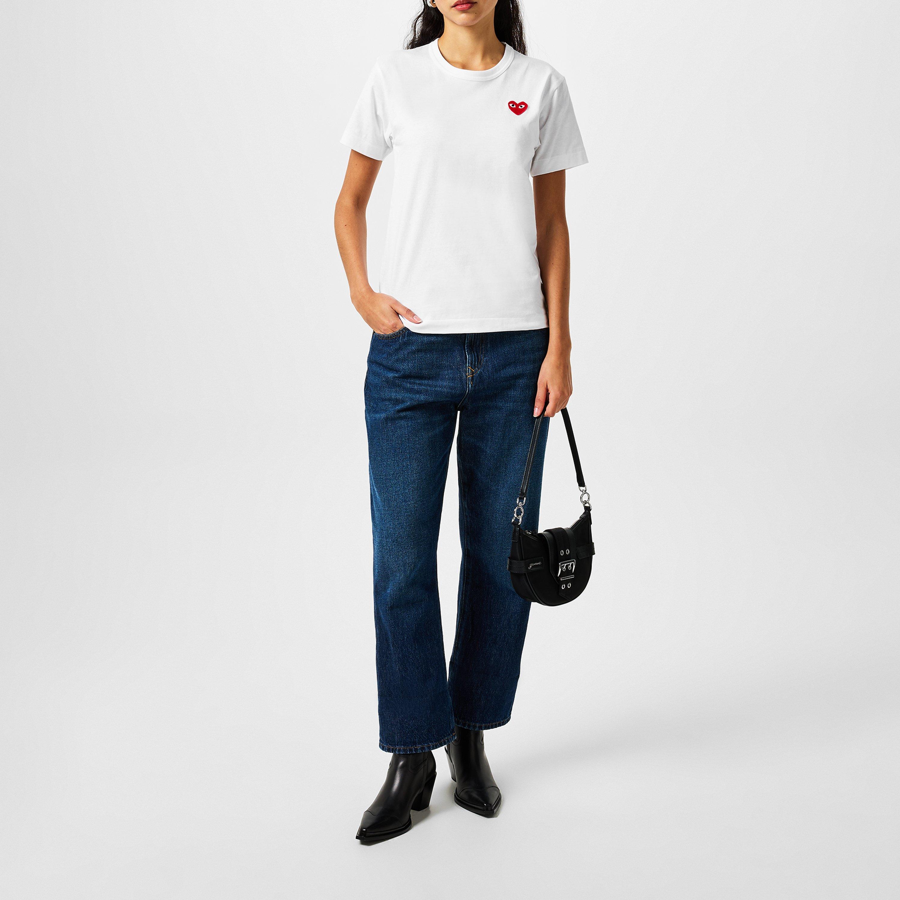 White/Red - Comme des Garcons PLAY - Small Peeping Heart T-Shirt - 5