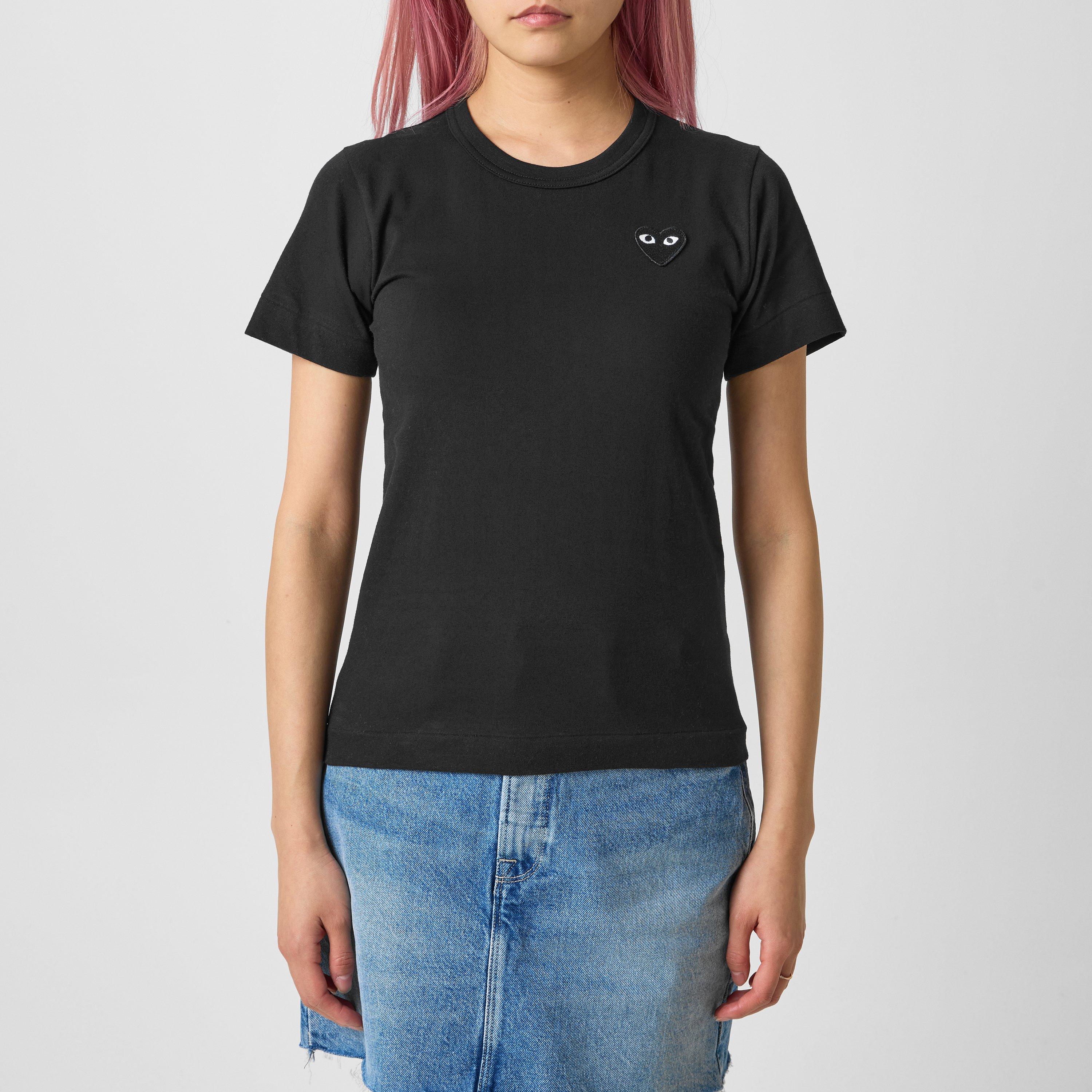Black/Black A - Comme des Garcons PLAY - Small Peeping Heart T-Shirt - 3