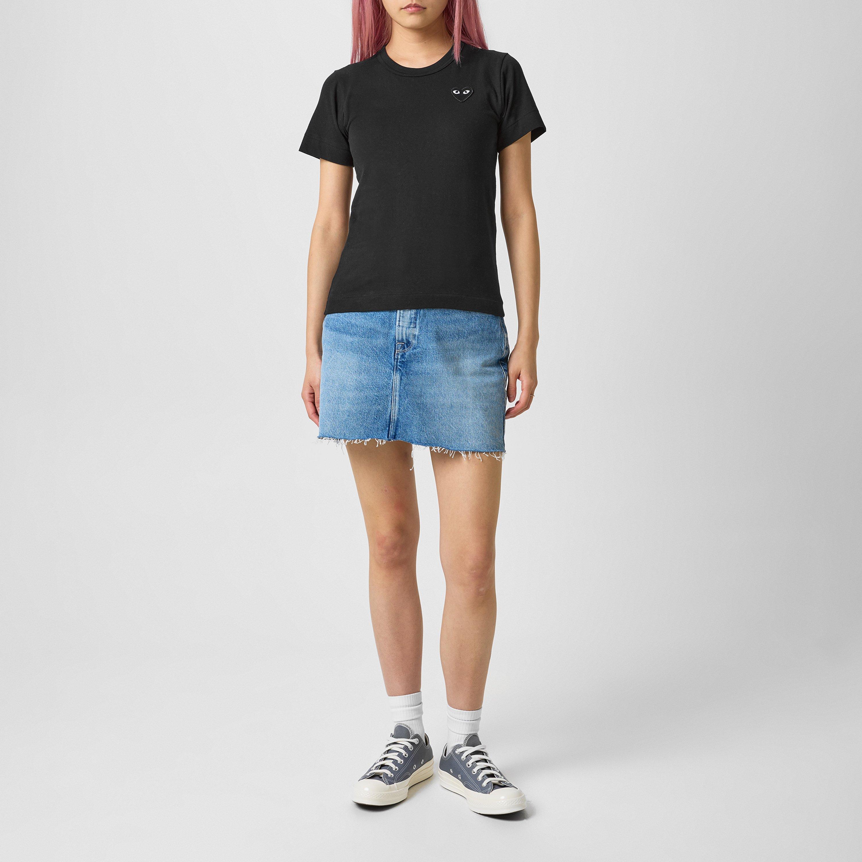Black/Black A - Comme des Garcons PLAY - Small Peeping Heart T-Shirt - 6