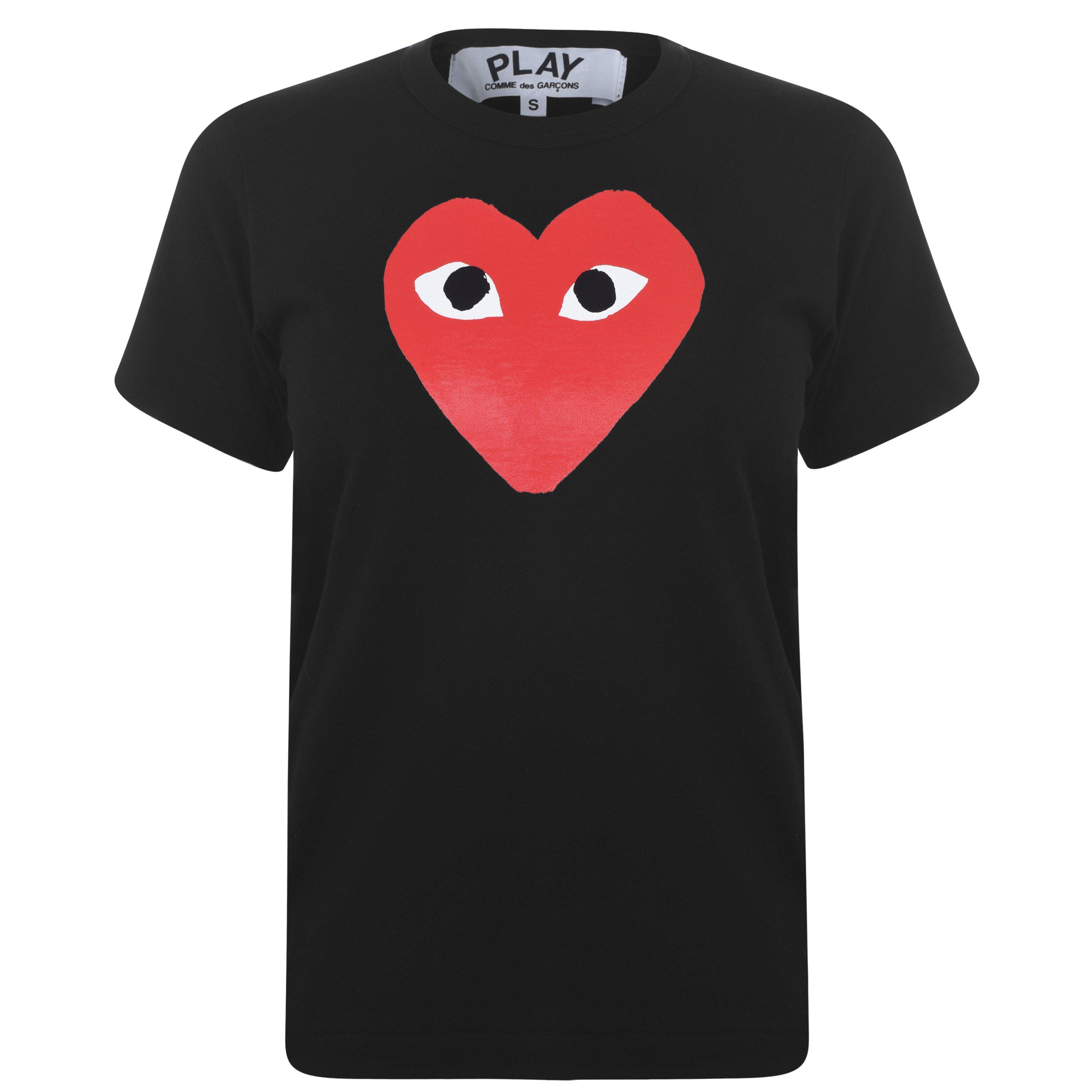Black/Red - Comme des Garcons PLAY - Peeping Heart T Shirt - 5
