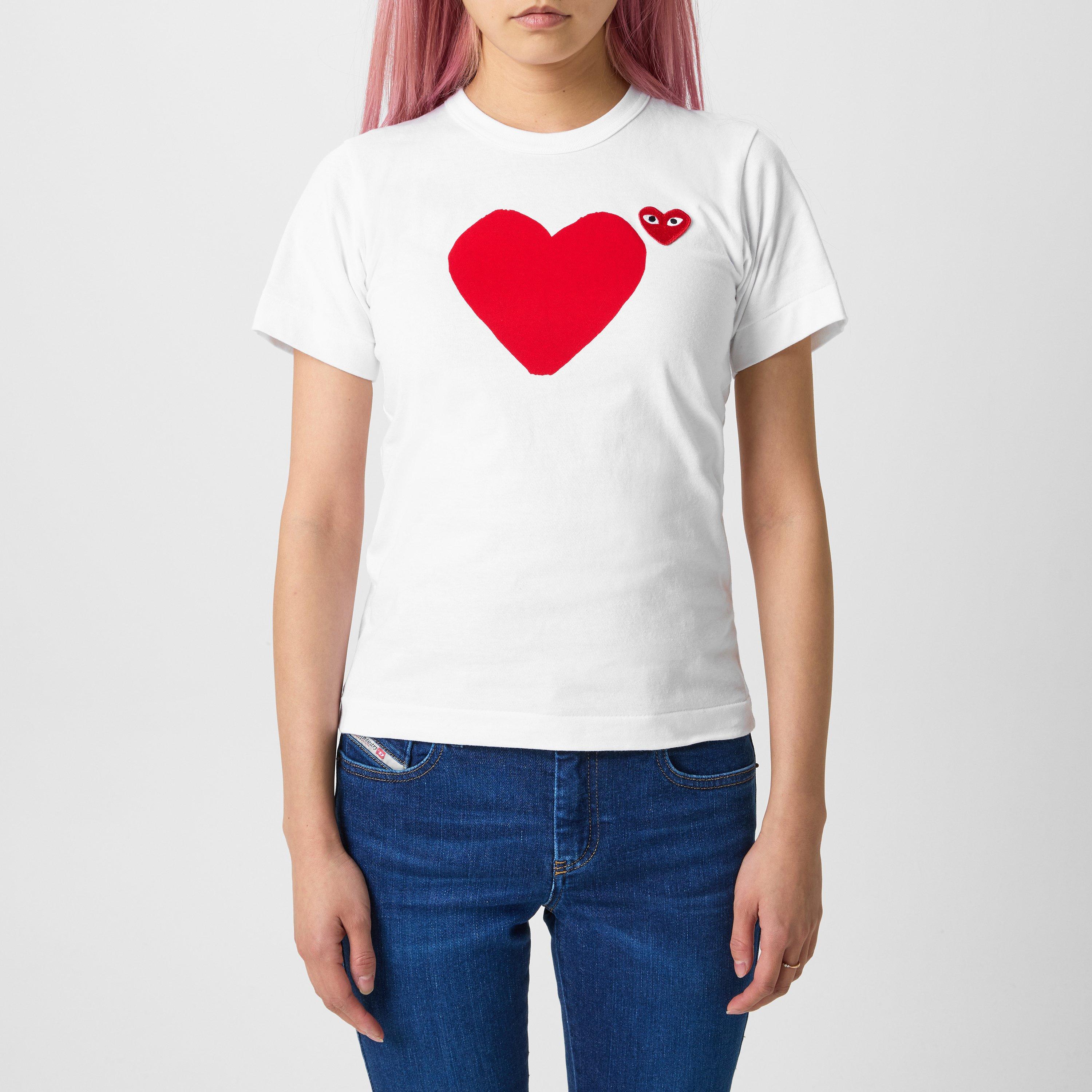 トップス 11AW COMME des GARCONS cross patch tee Comme des Garcons PLAY | Signature Heart Logo Patch T-Shirt