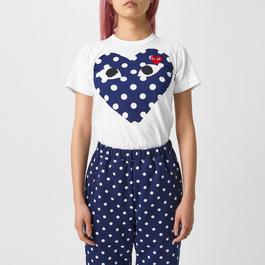 Comme des Garcons PLAY Big Heart Polka Dot T Shirt