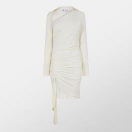 Off White Drape Detail Mini Dress