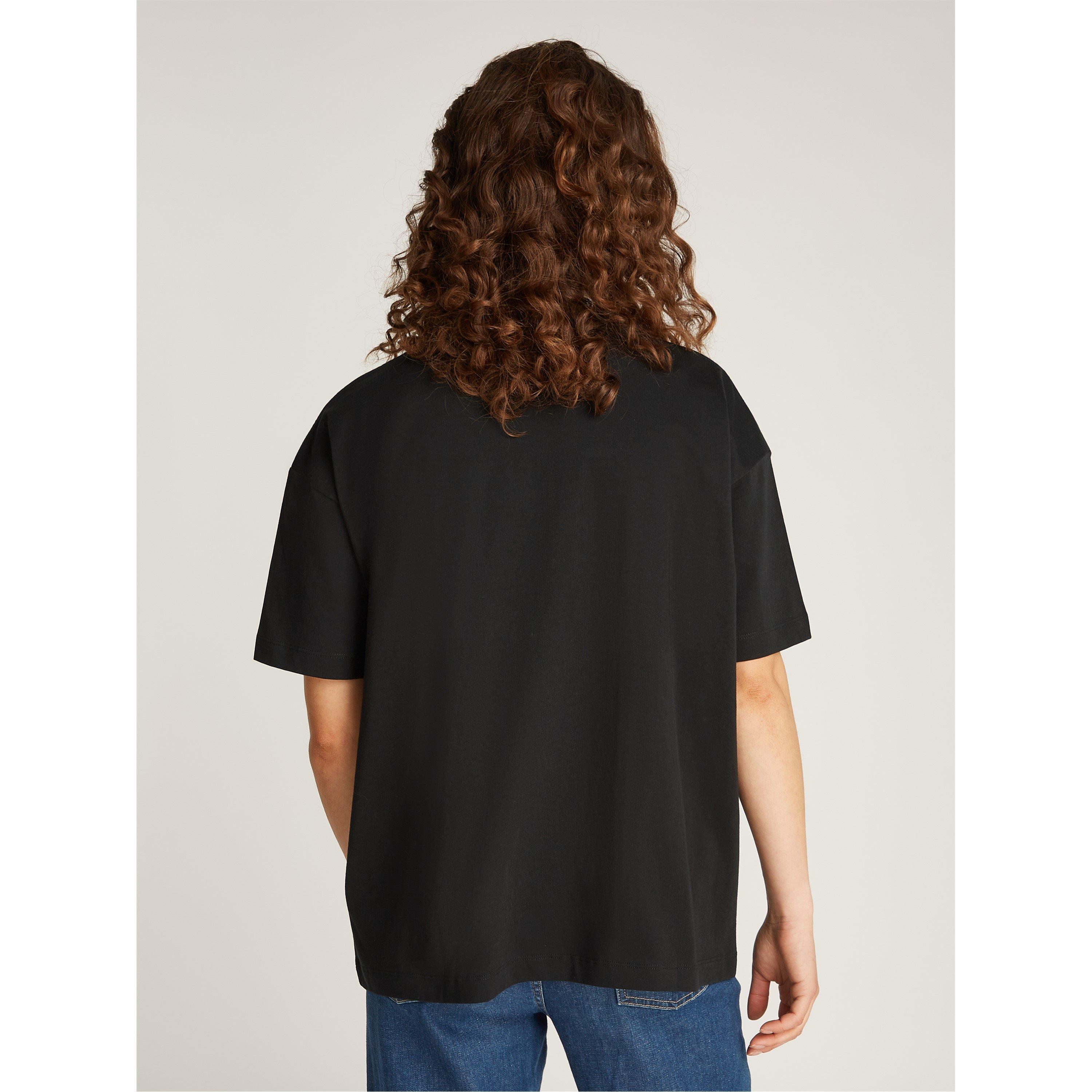 Ck Black - Calvin Klein Jeans - Women's Textured Monologo Boyfriend Oversized T-Shirt - 2