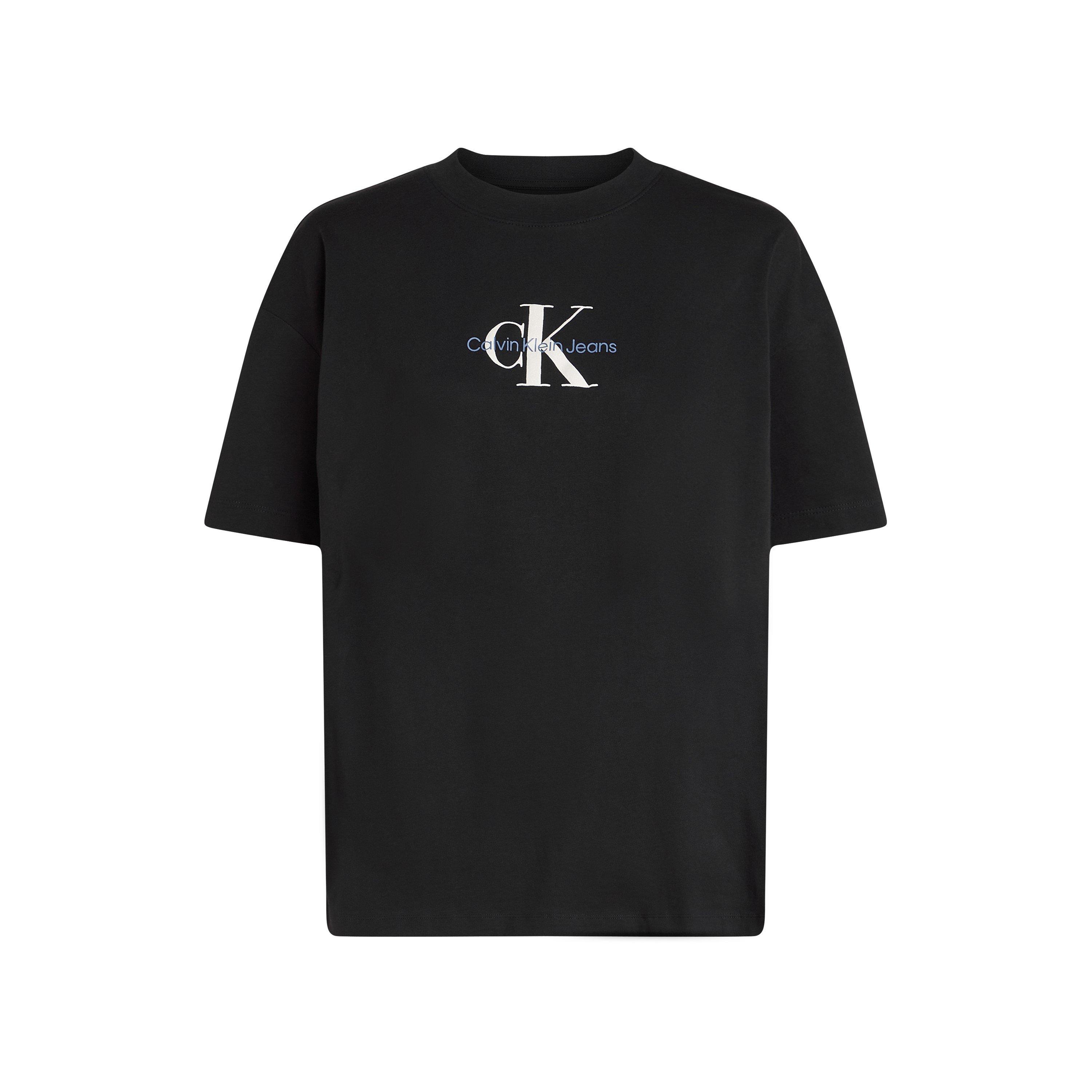Ck Black - Calvin Klein Jeans - Women's Textured Monologo Boyfriend Oversized T-Shirt - 5