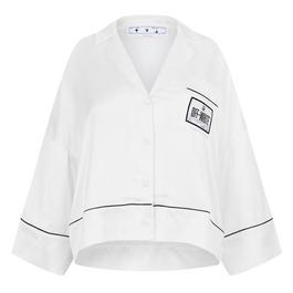 Off White Women's Satin Pyjama Crop Shirt