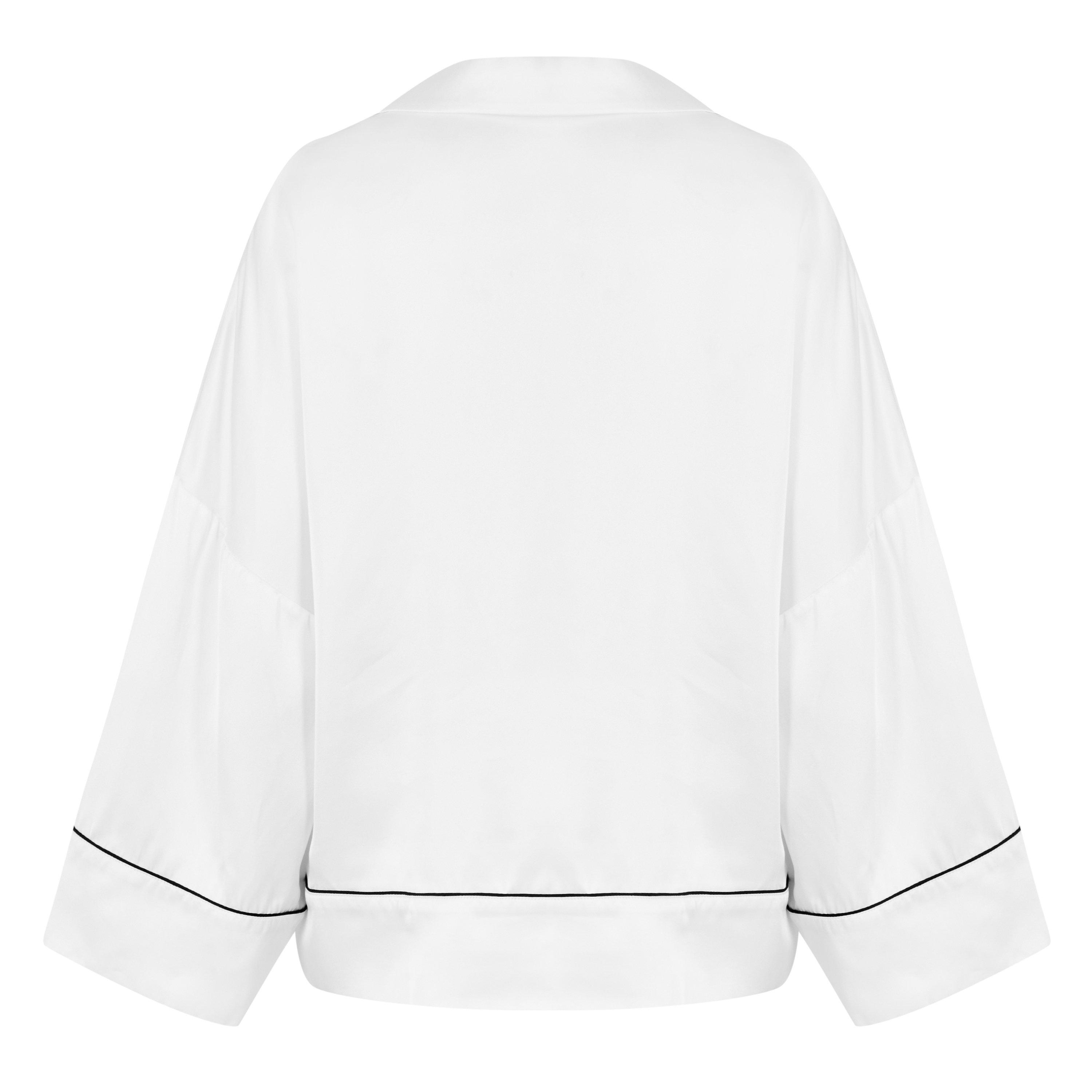 White - Off White - Women's Satin Pyjama Crop Shirt - 2