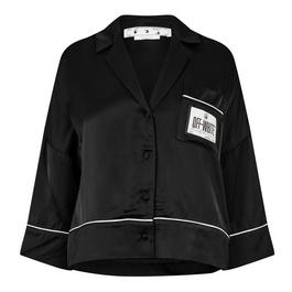 Off White Women's Satin Pyjama Crop Shirt