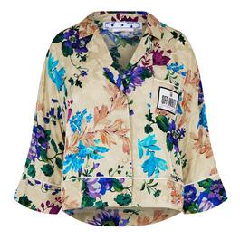 Off White Women's Satin Pyjama Crop Shirt