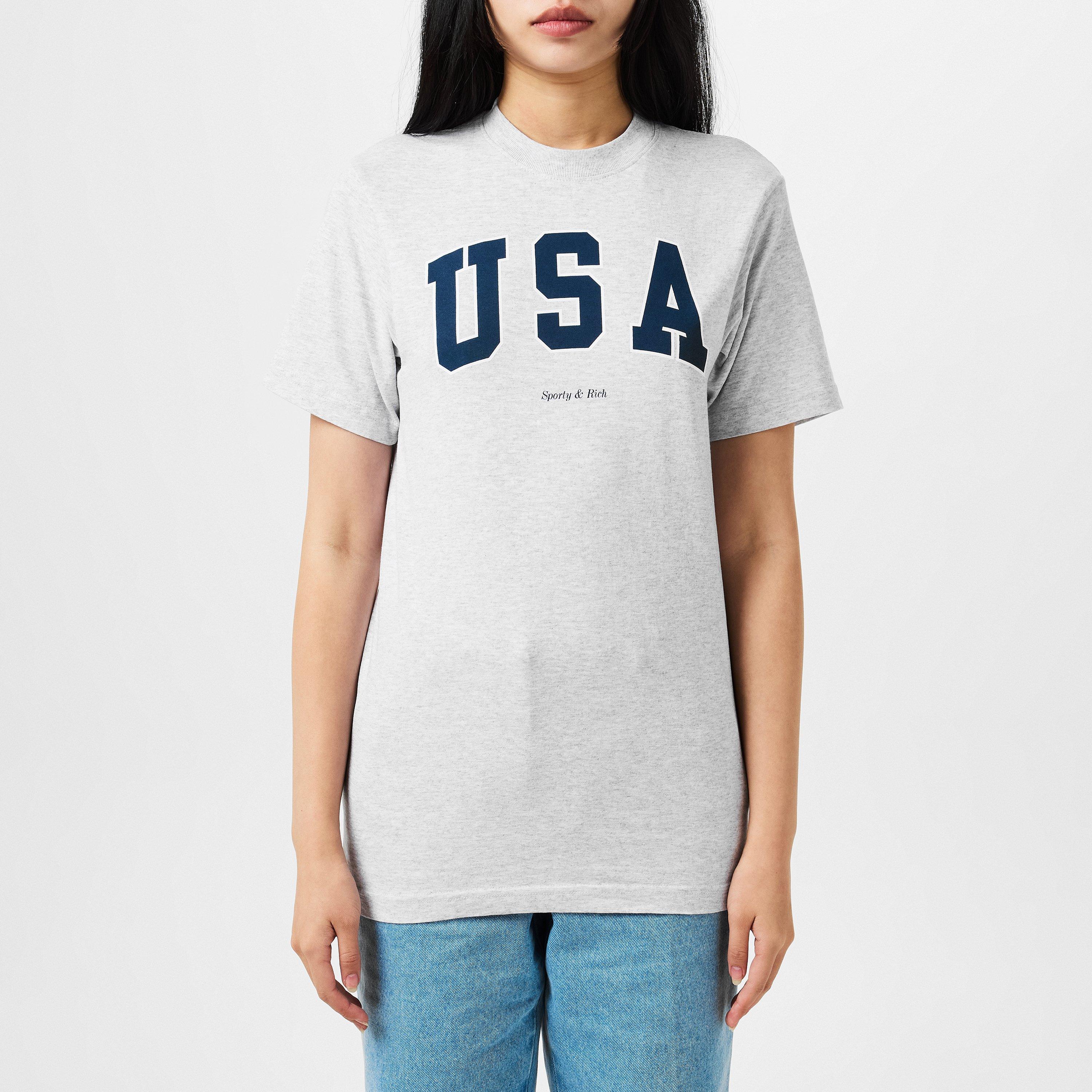 Heather Grey - Sporty and Rich - Usa Varsity T-Shirt - 1