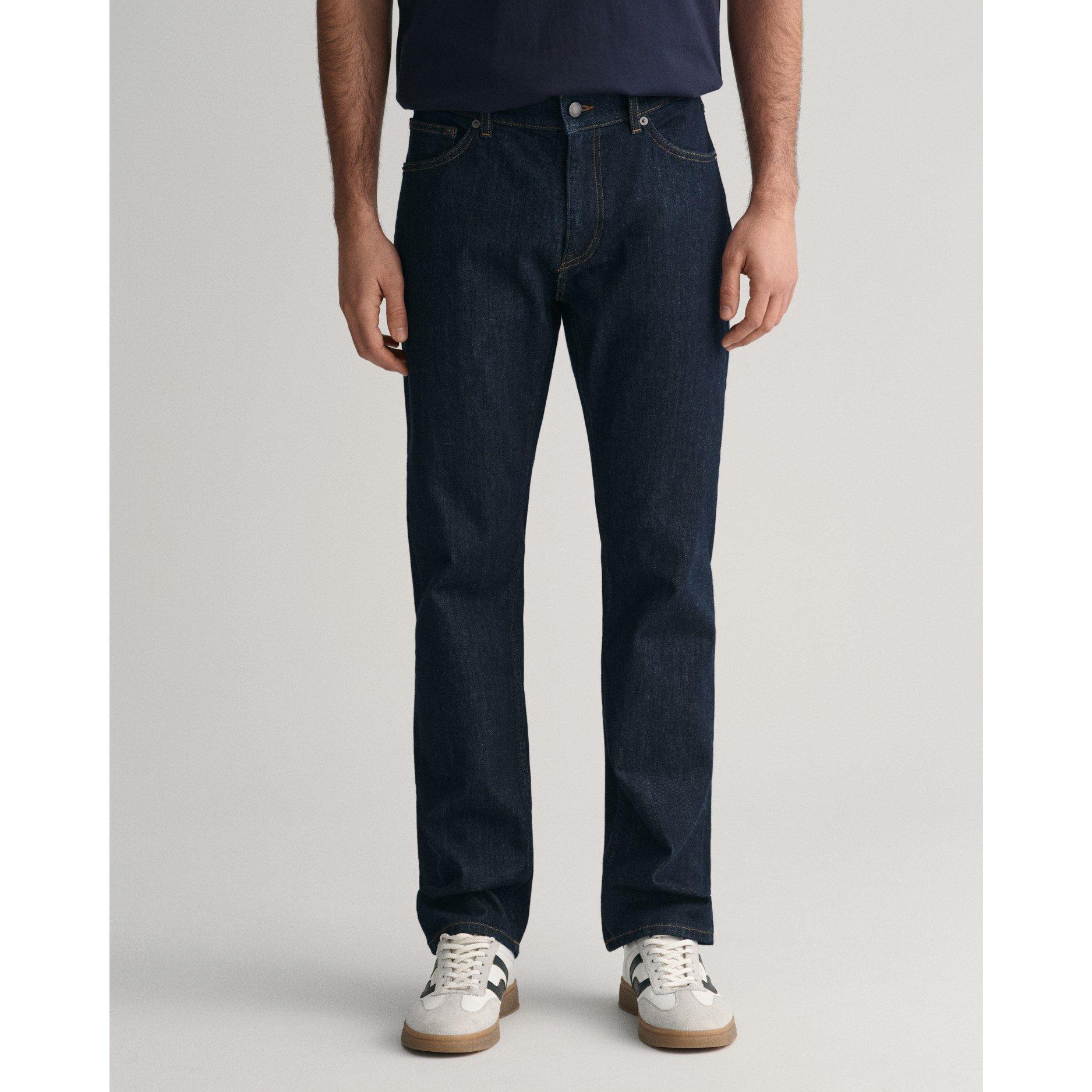 Dunkelblau - Gant - Men's Regular Dark Blue Straight Leg Jeans - 2