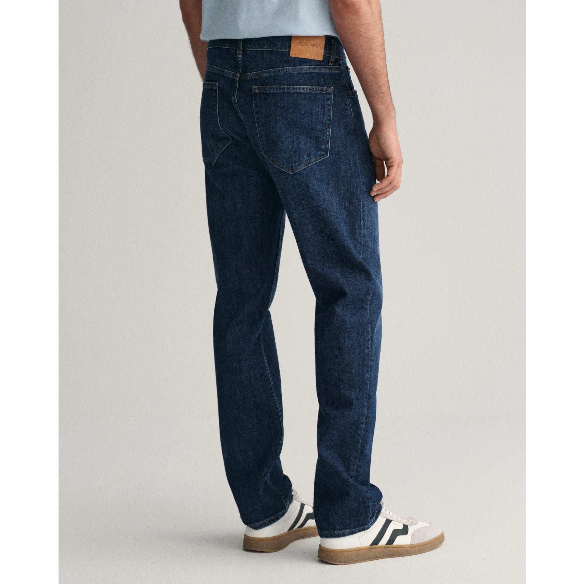 Worn Blue - Gant - Men's Regular Dark Blue Straight Leg Jeans - 3