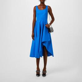 Alexander McQueen Asymmetric Draped Midi Dress Womens