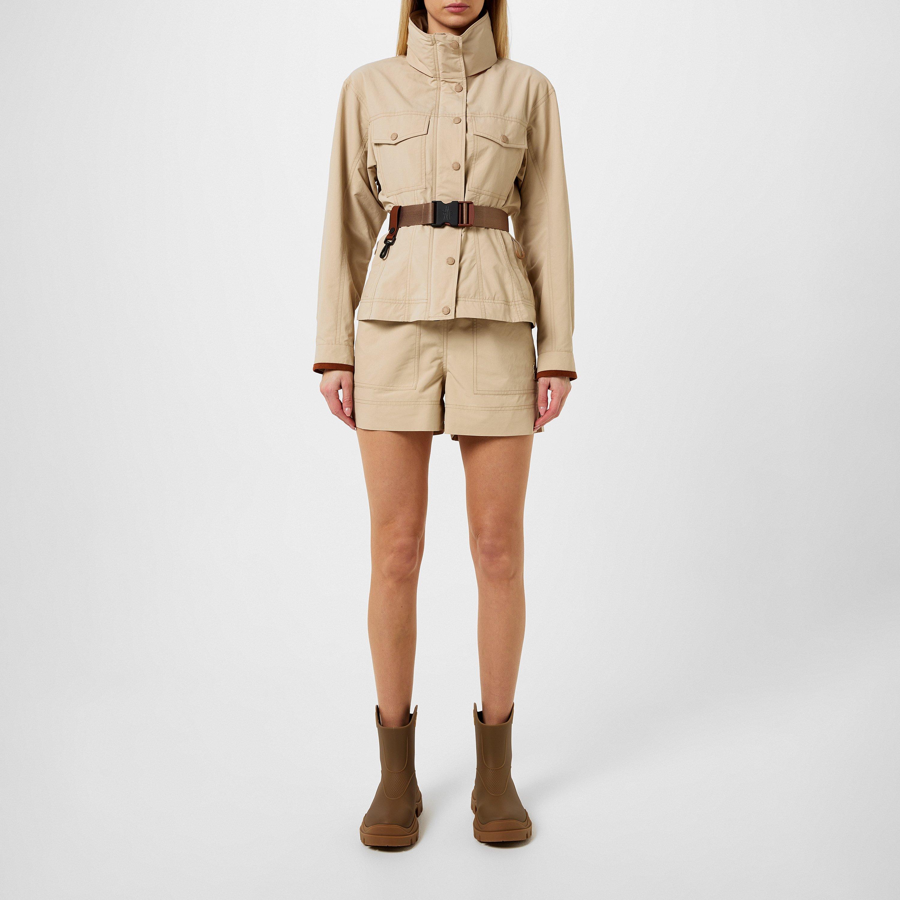 Beige 23P - Moncler Grenoble - Women's Meyen Belted Concealed Hood Long Sleeve Rain Anorak - 4