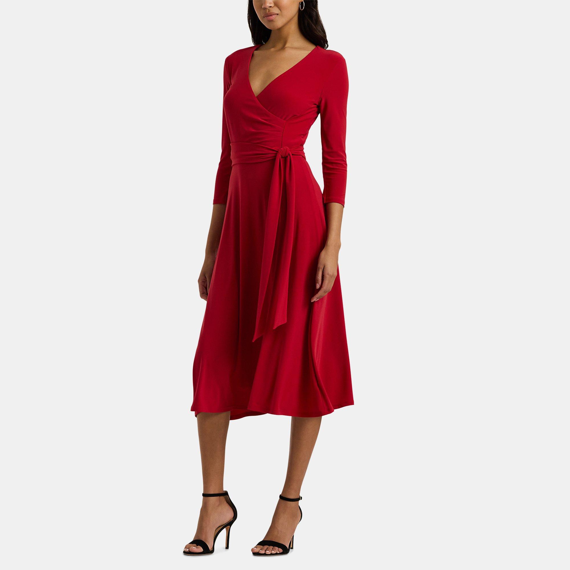 Festive Red - Lauren by Ralph Lauren - Surplice Jersey Dress - 2