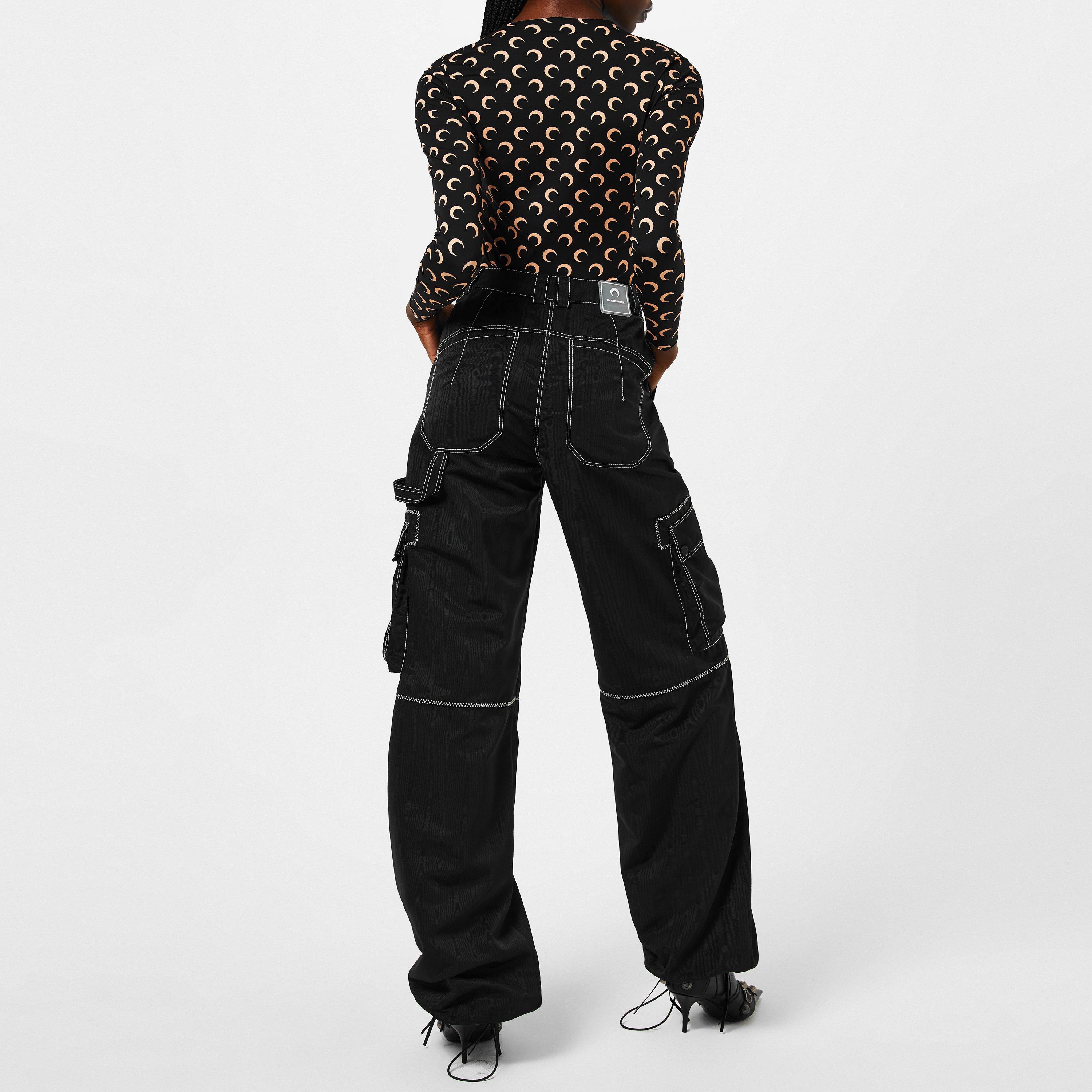 Black - Marine Serre - Moire Cargo Pants - 3