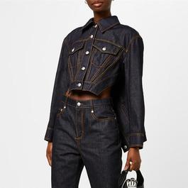 Alexander McQueen Denim Slashed Panelled Jacket