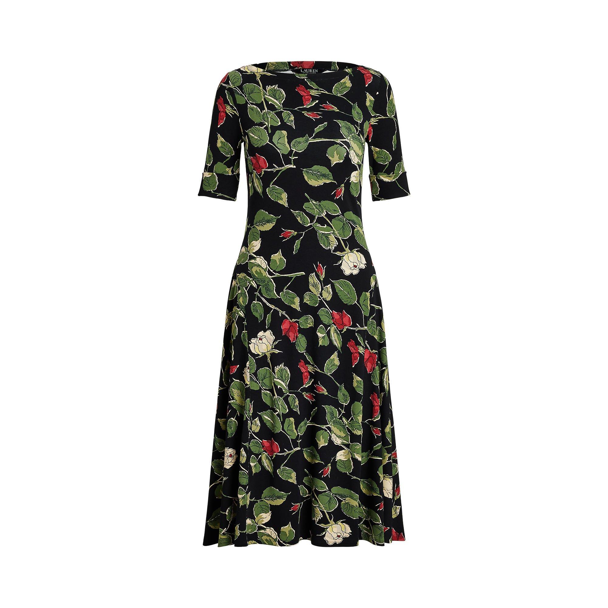 Lauren By Ralph Lauren Women's Black  Floral Midi Dress - 8 (XS)