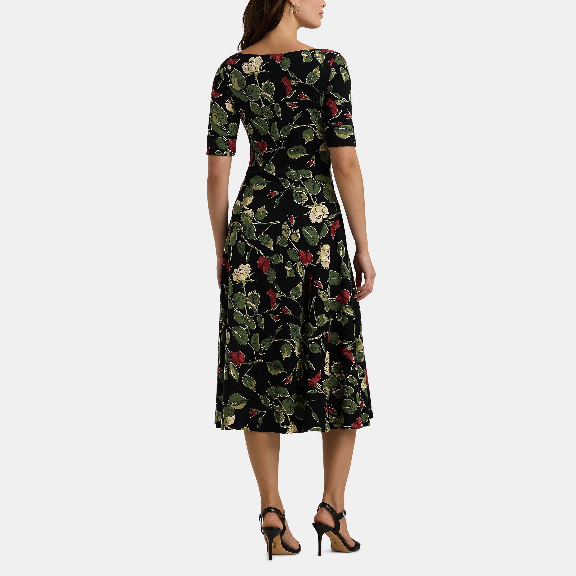 Black Multi - Lauren by Ralph Lauren - Floral Midi Dress - 2