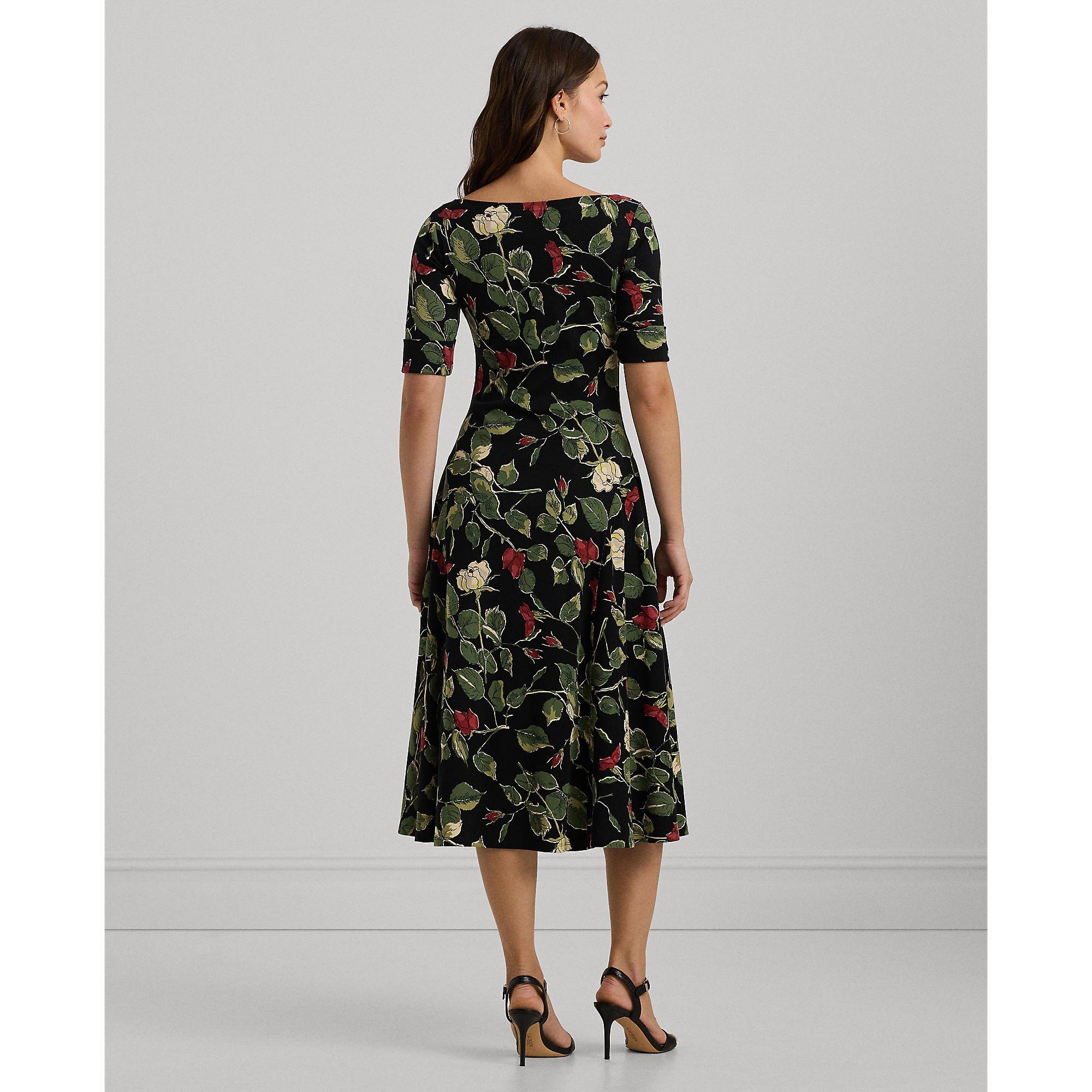 Black Multi - Lauren by Ralph Lauren - Floral Midi Dress - 3