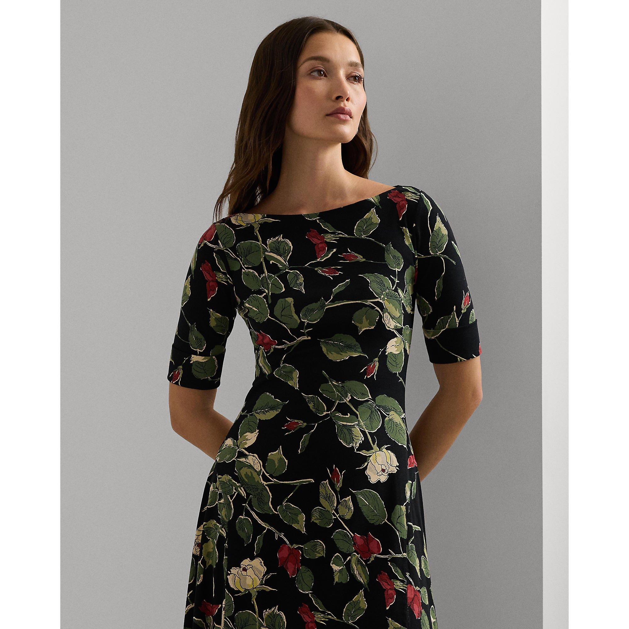 Black Multi - Lauren by Ralph Lauren - Floral Midi Dress - 4