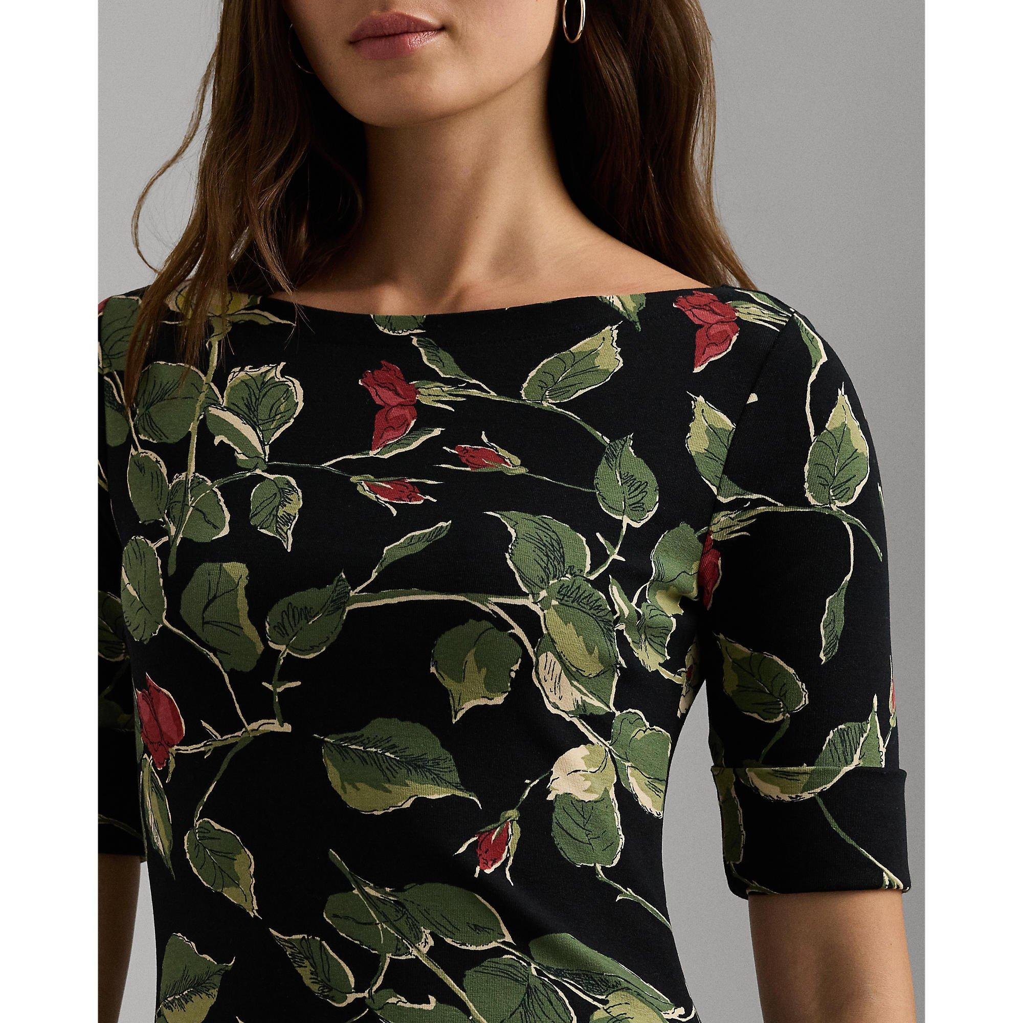 Black Multi - Lauren by Ralph Lauren - Floral Midi Dress - 5