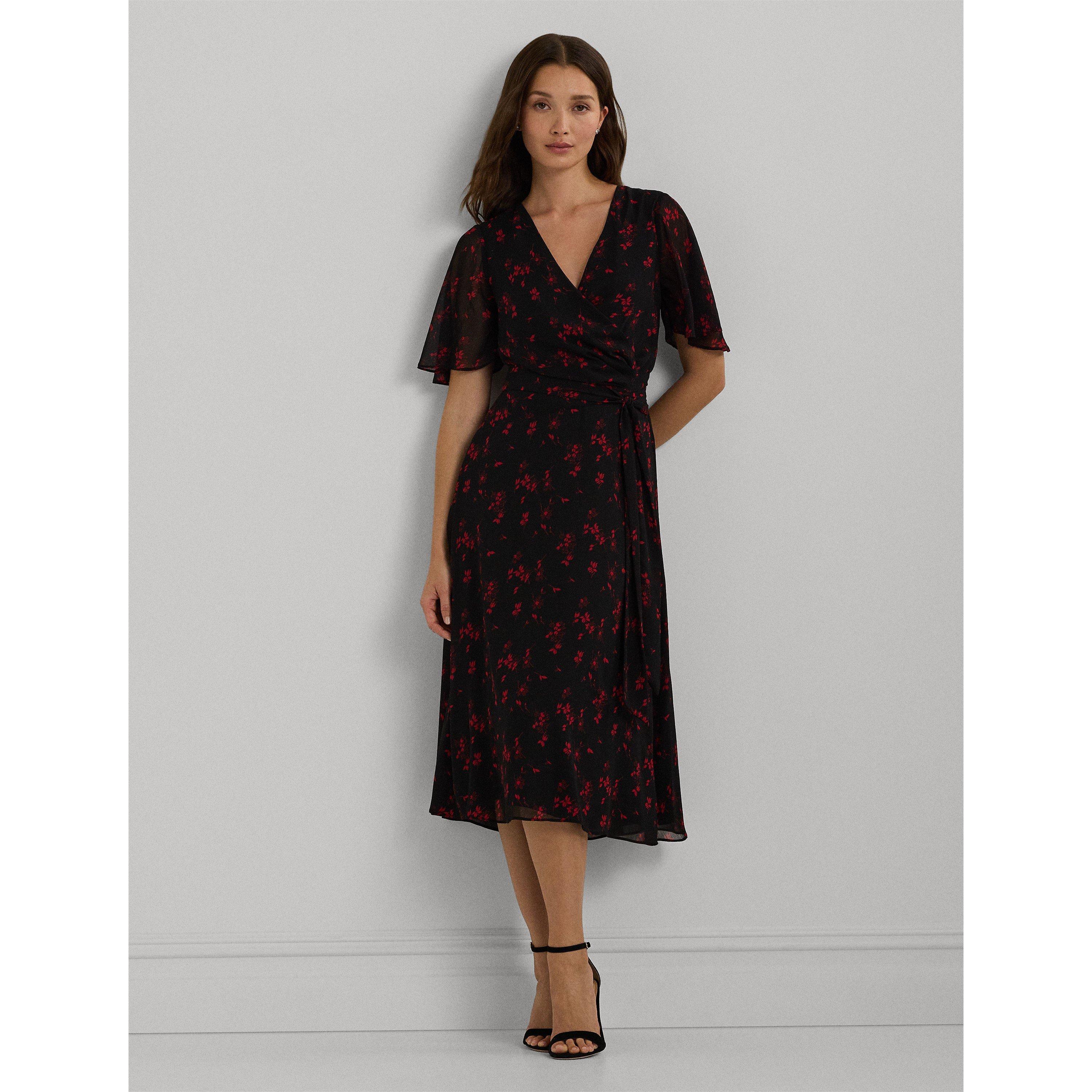 Black/Red - Lauren by Ralph Lauren - Abel Wrap Midi Dress - 5
