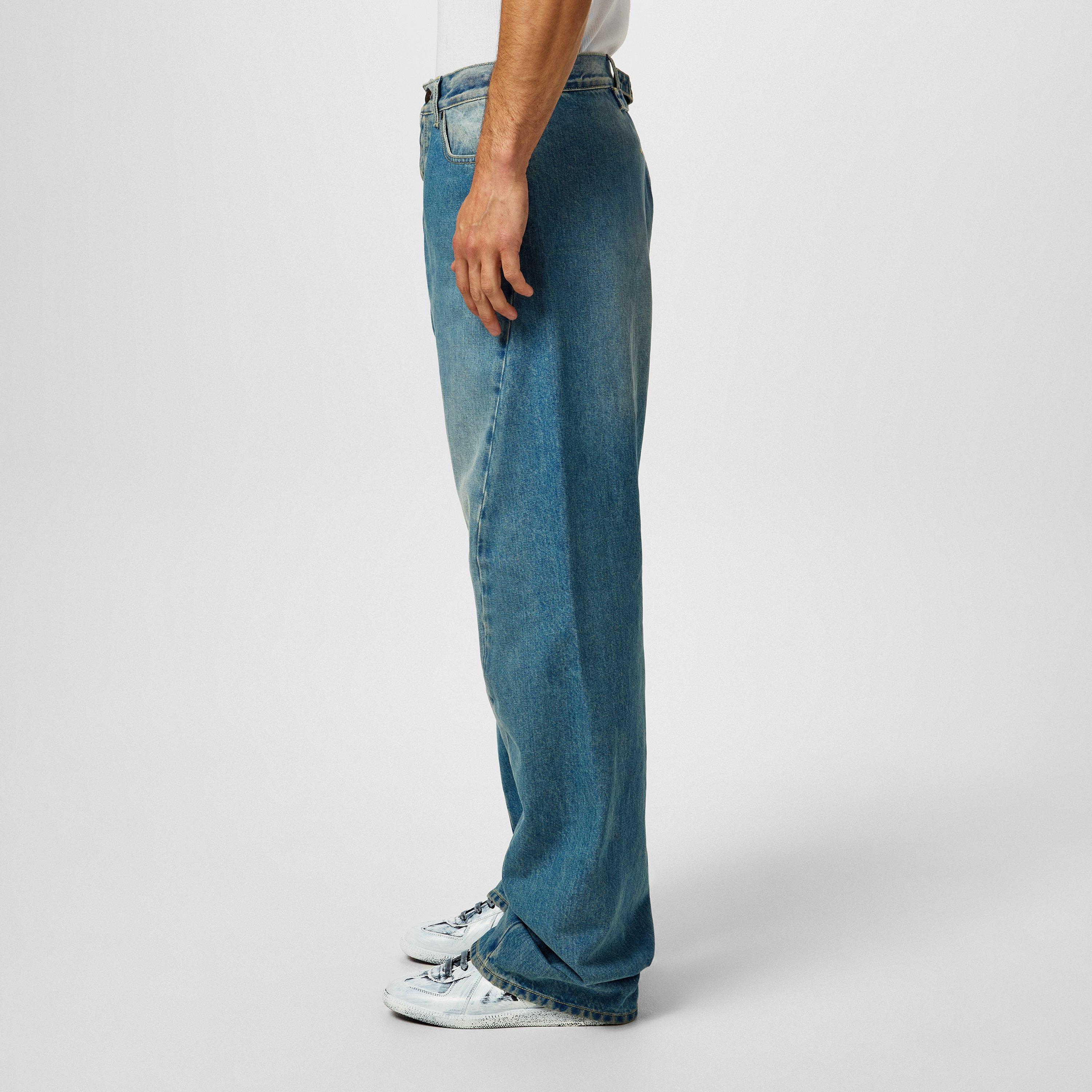 Med blue - Maison Margiela - Men's Diagonal Seam Straight Leg Jeans - 2