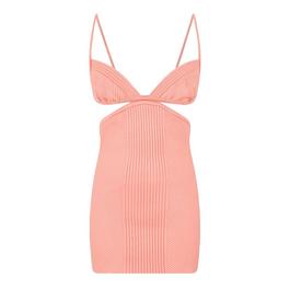 Off White Cut Out Rib Mini Dress