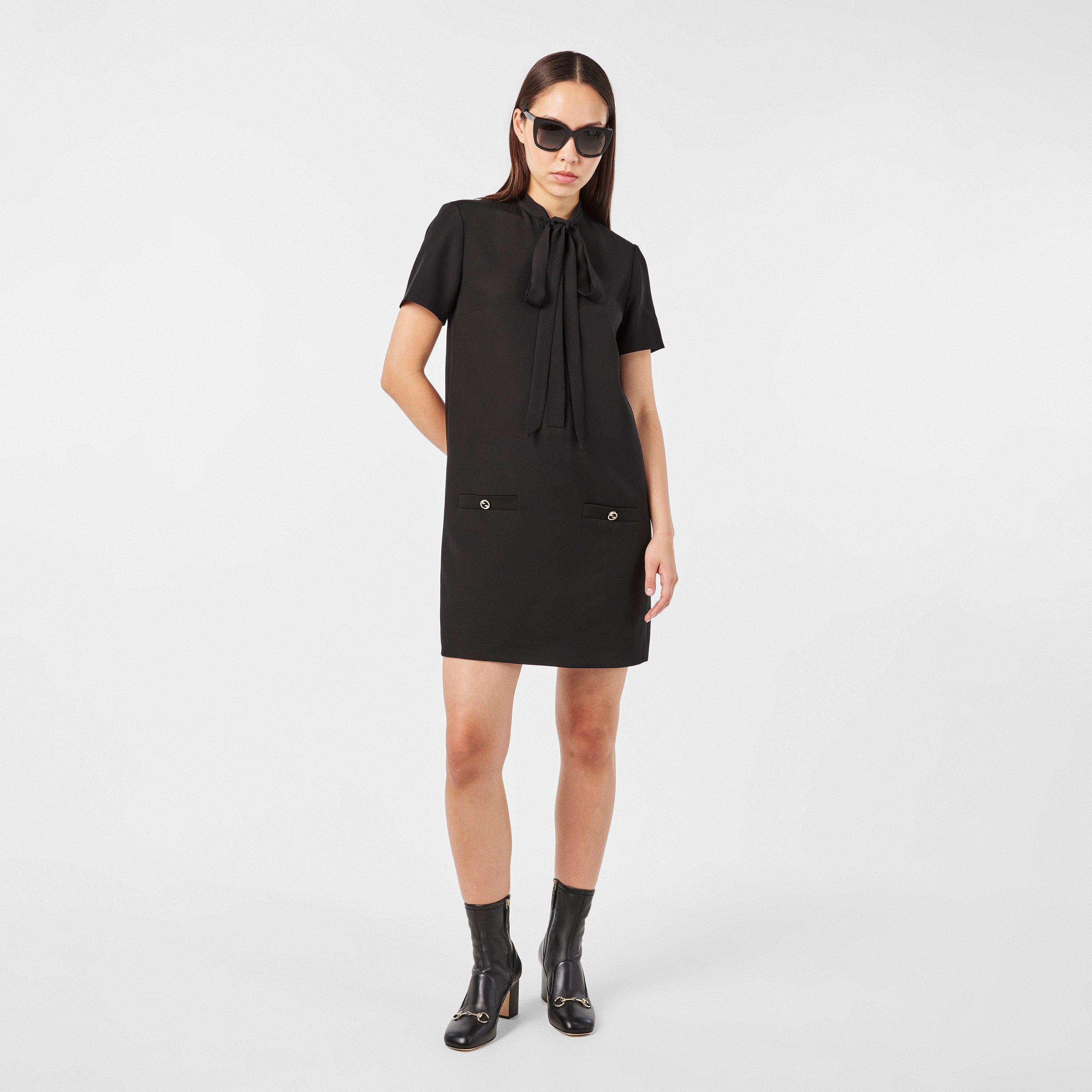 Black - Gucci - Women's Plain Viscose Mini Dress - 6