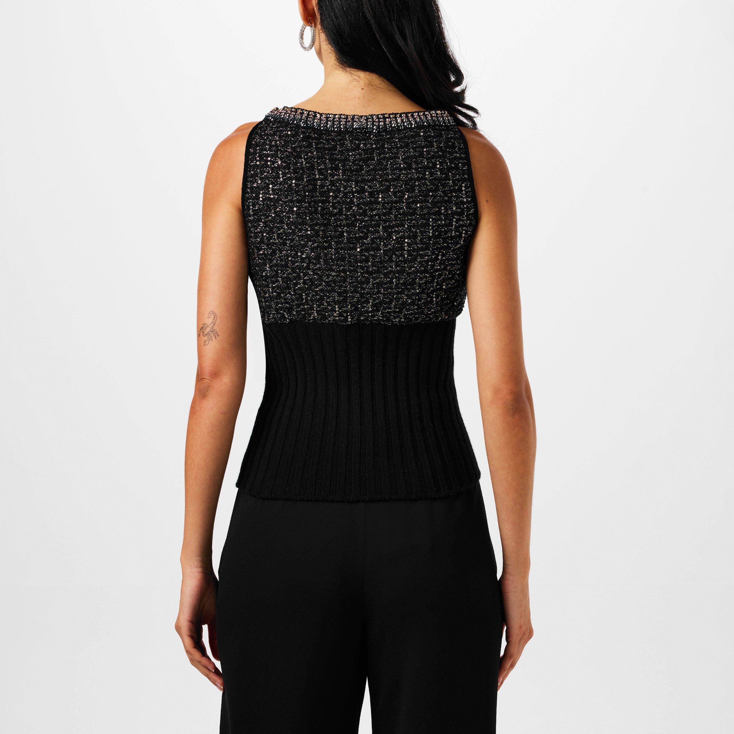 Black/Silver - Giambattista Valli - Women's Boucle Knitted Vest - 3