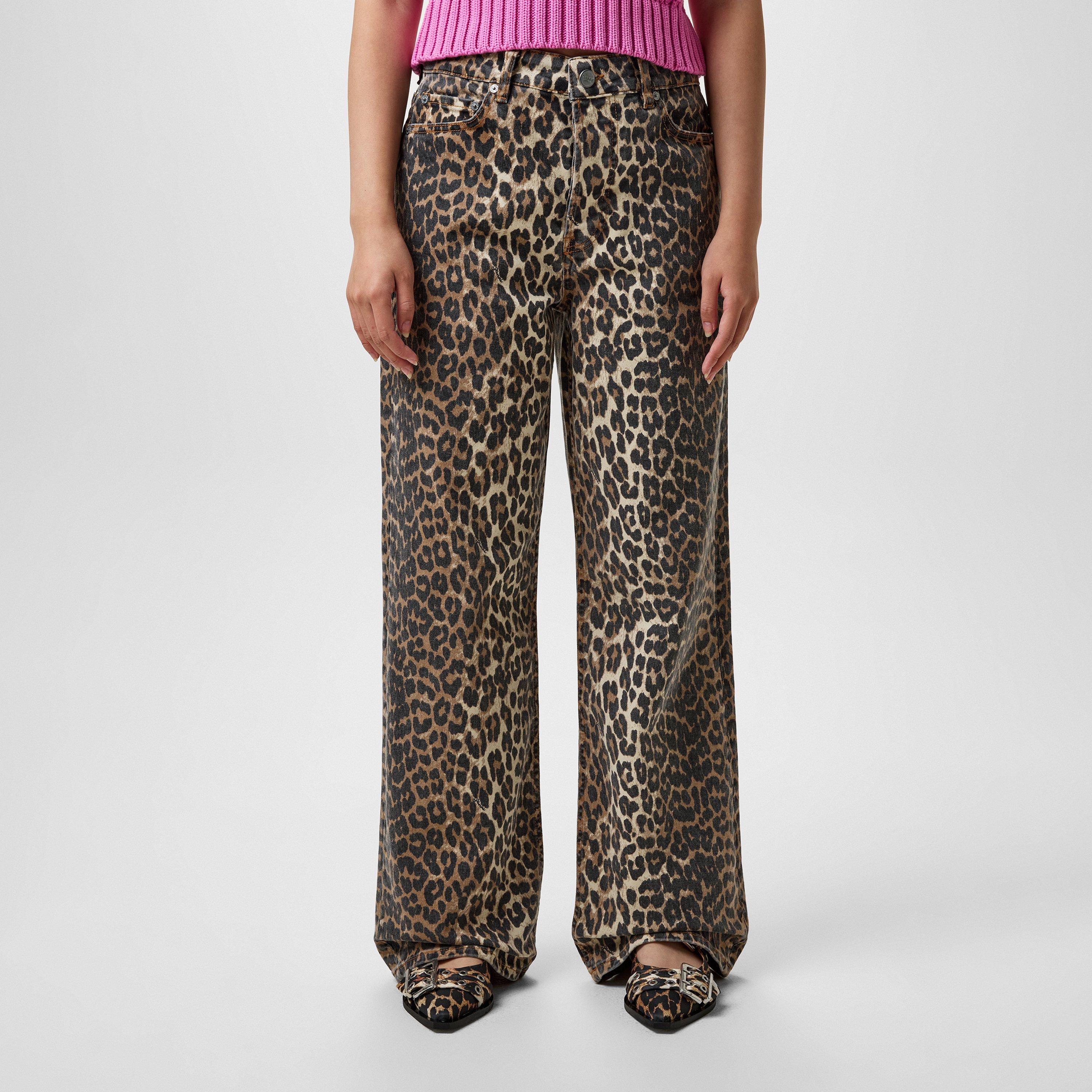 Leopard - Ganni - Women's Straight Leg Wide Jeans - 1