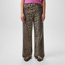 Ganni Leopard Print Straight Leg Jeans