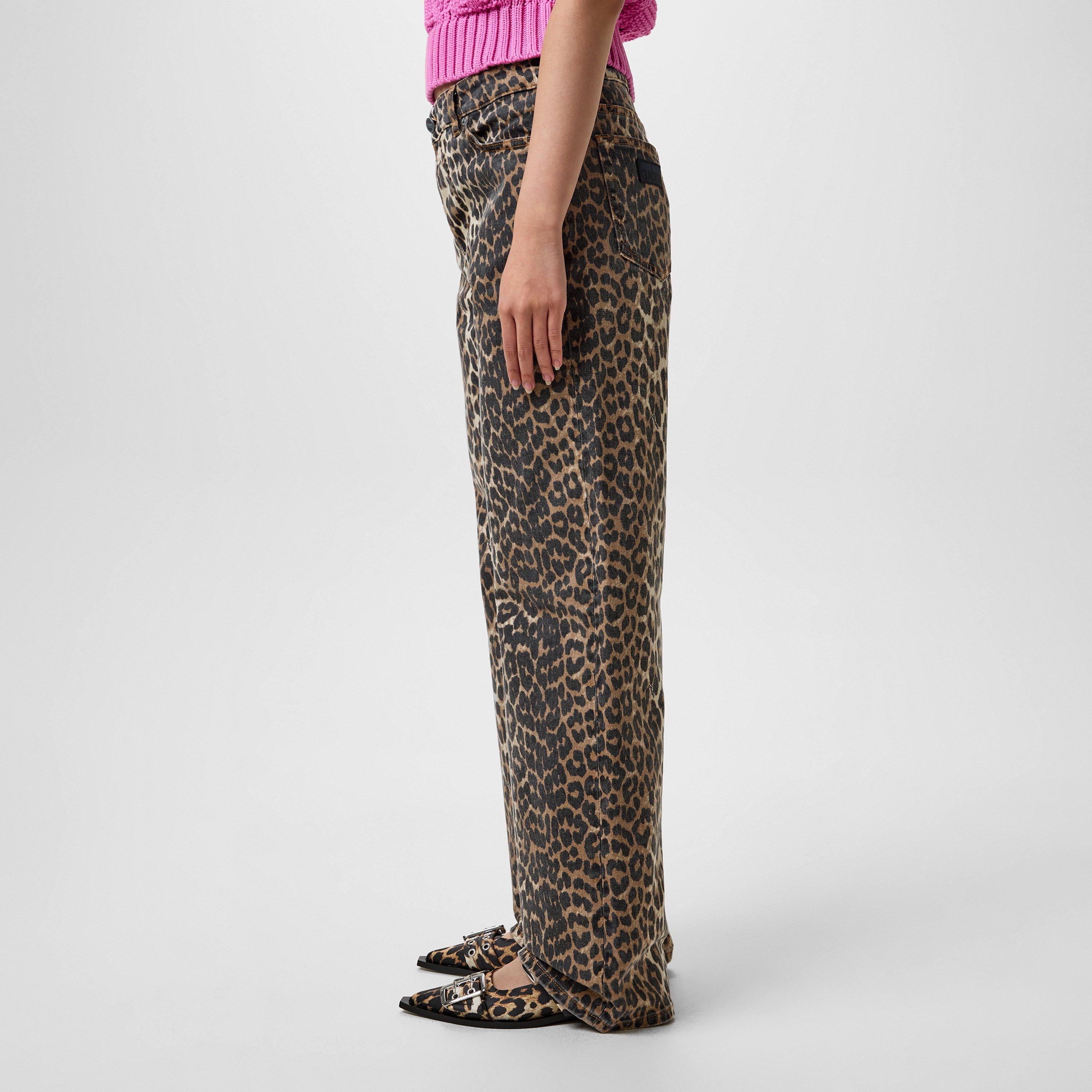 Leopard - Ganni - Women's Straight Leg Wide Jeans - 2