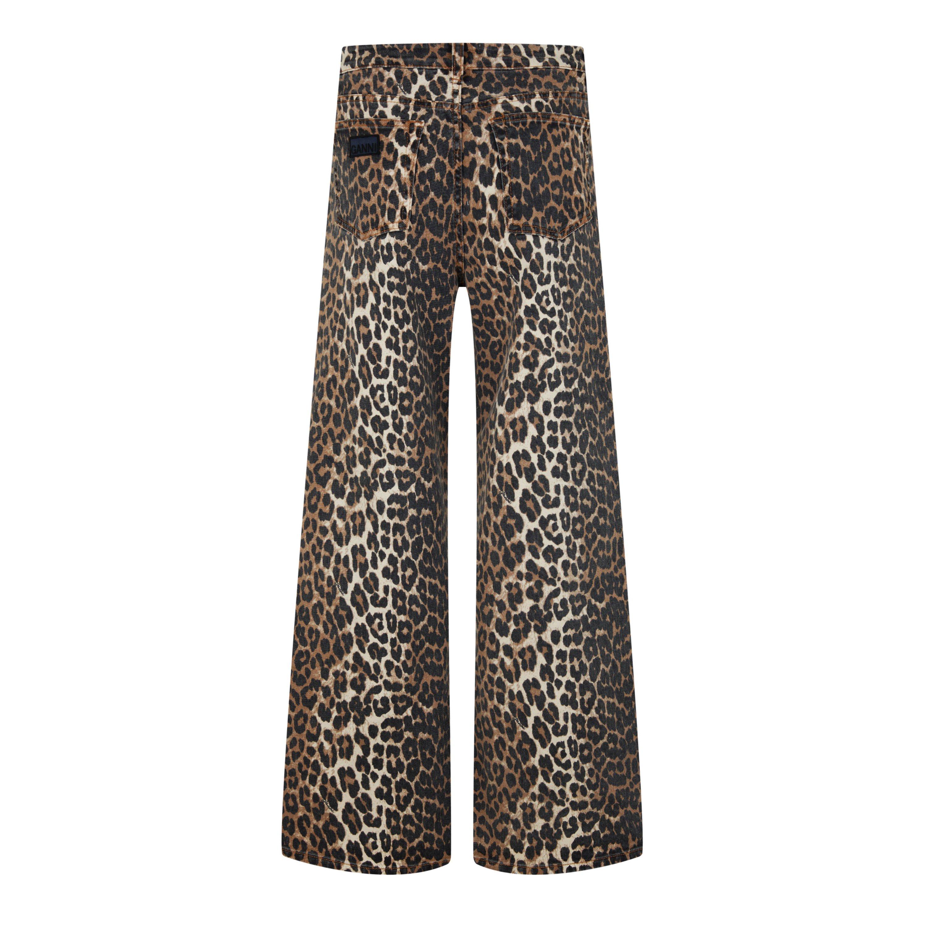 Leopard - Ganni - Women's Straight Leg Wide Jeans - 6