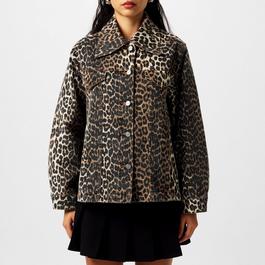 Ganni Leopard Printed Denim Jacket