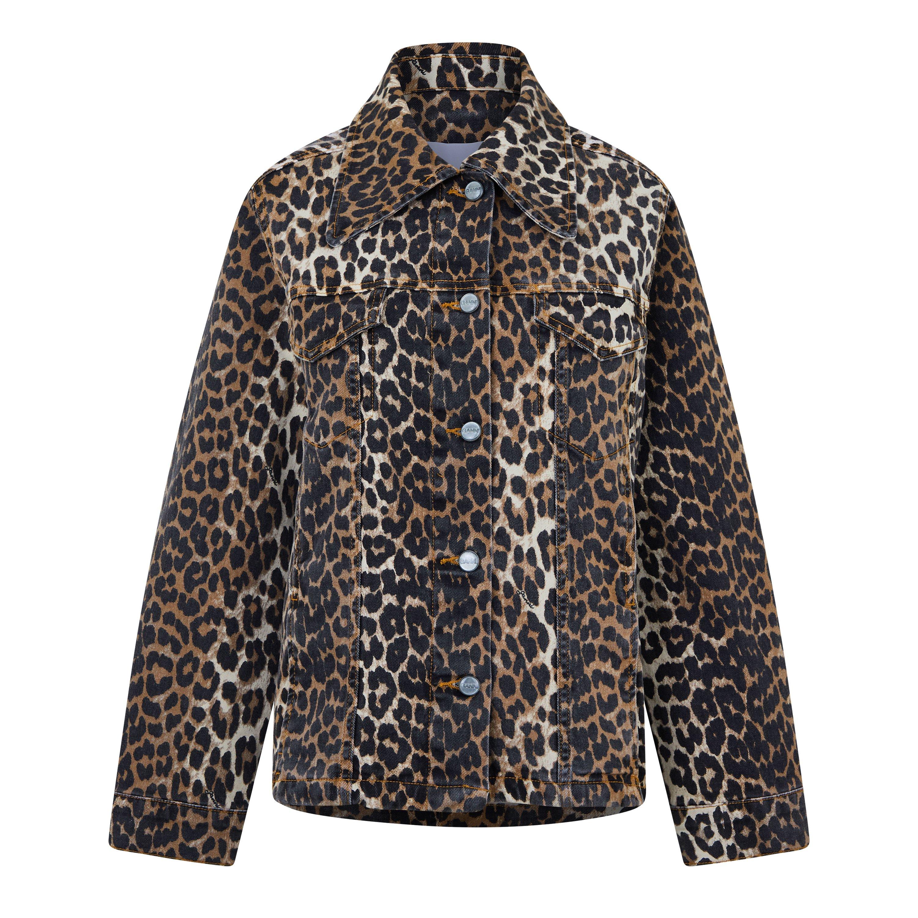 Leopard - Ganni - Women's  Leopard Print Long Sleeve Denim Jacket - 5