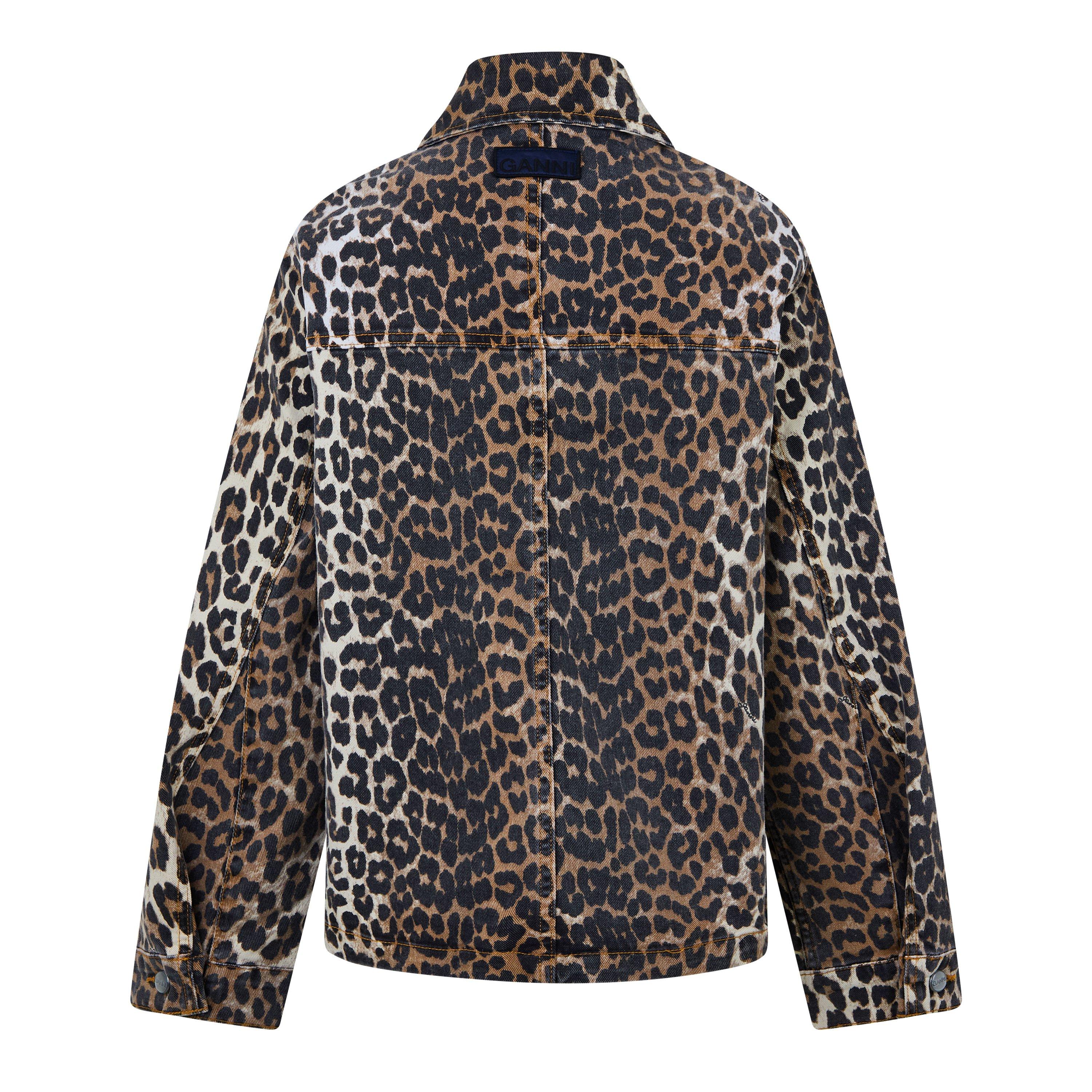 Leopard - Ganni - Women's  Leopard Print Long Sleeve Denim Jacket - 6