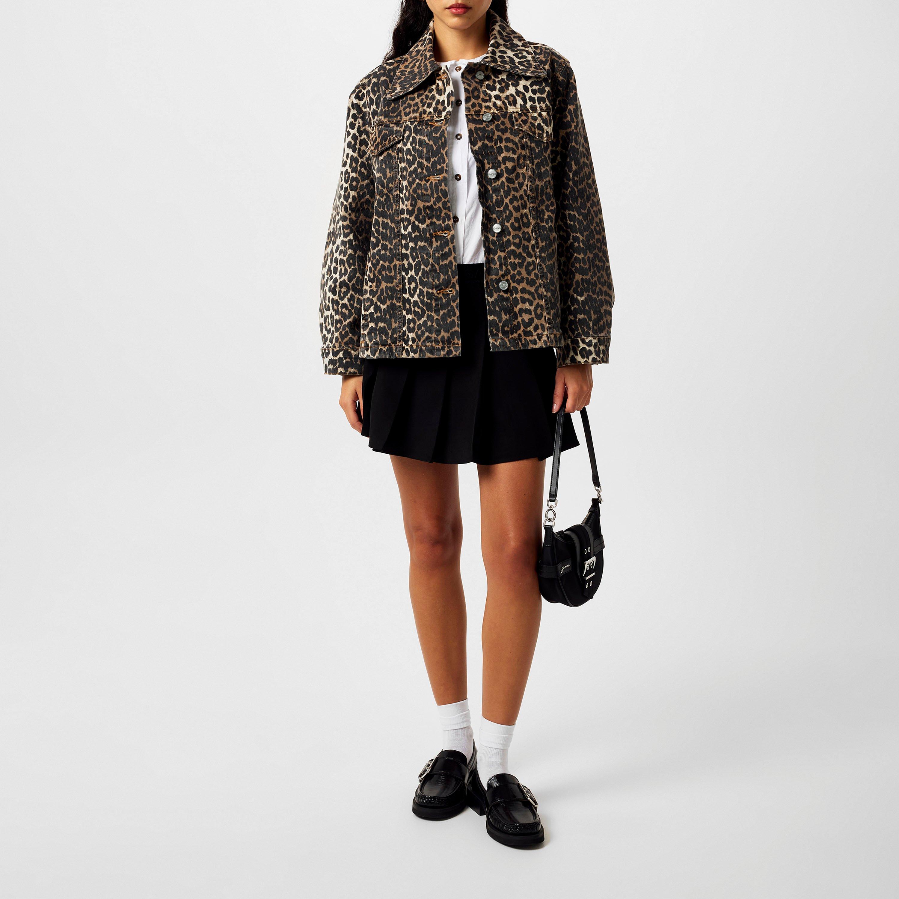 Leopard - Ganni - Women's  Leopard Print Long Sleeve Denim Jacket - 4