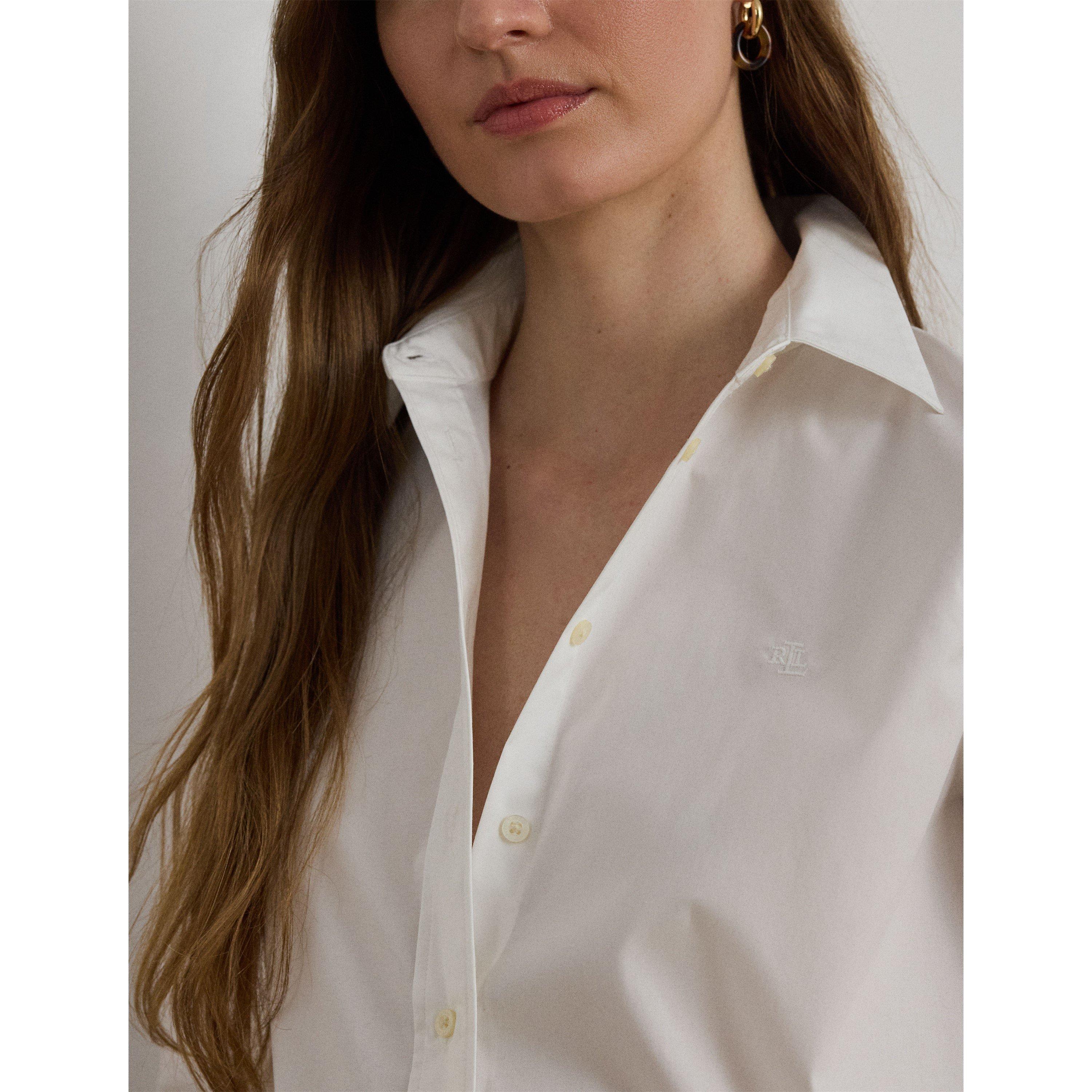 White - Lauren by Ralph Lauren - Featherweight Cotton Shirt - 5