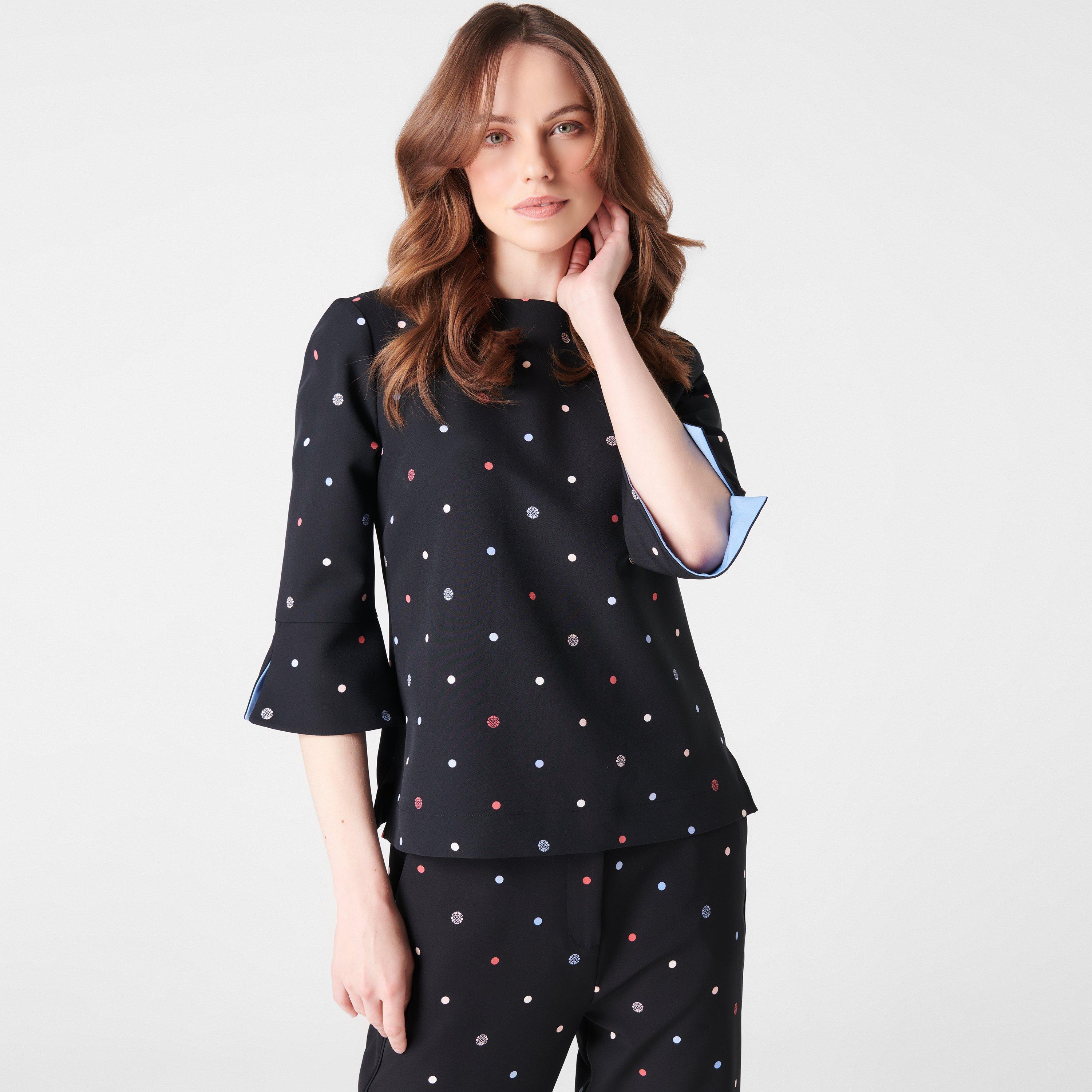 Biba Women's Contour Cuff Shell Blouse - Polka Dot - 6 (2XS)