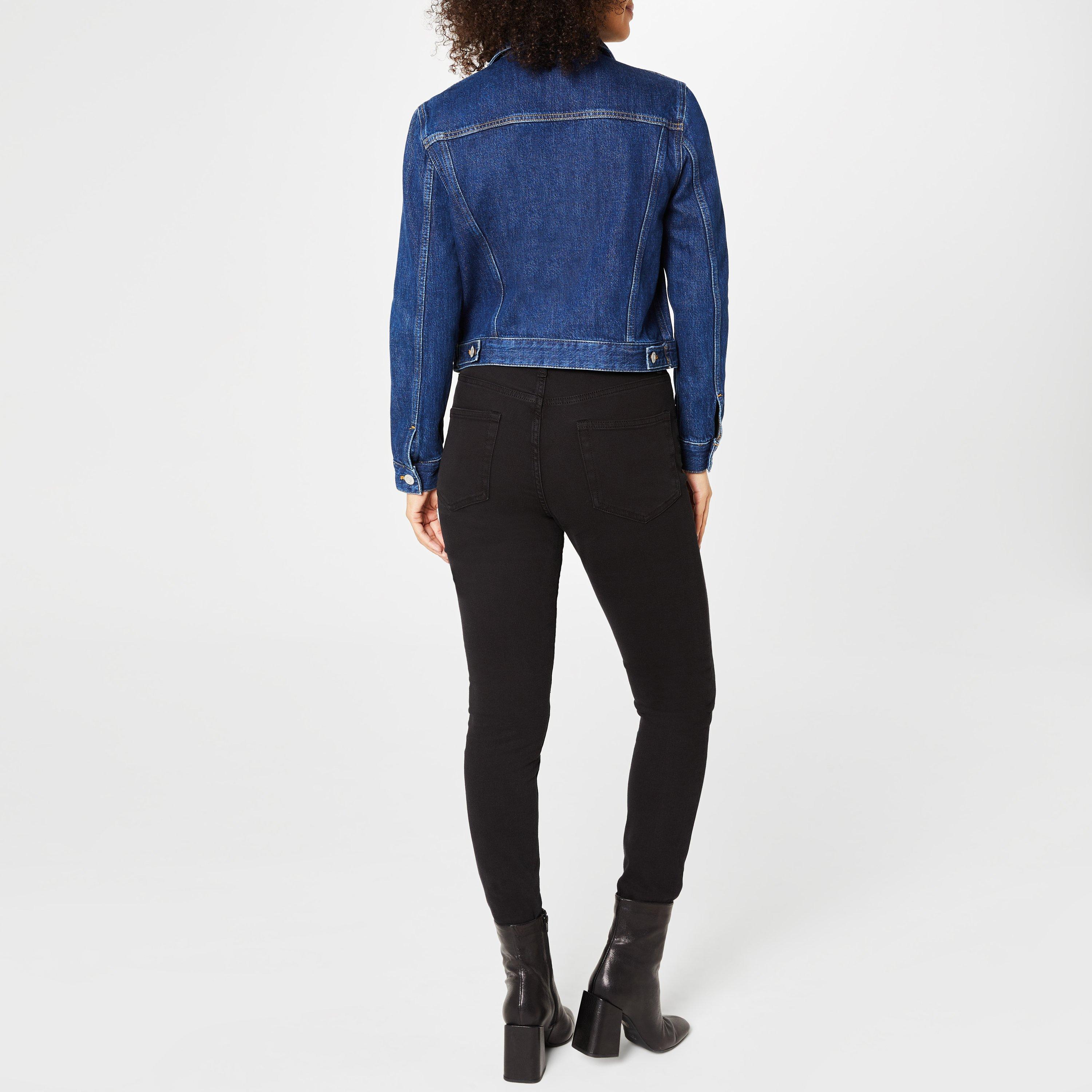 Mid Blue - French Connection - Women's Macee Micro Western Cotton Long Sleeve Cropped Denim Jacket - 3
