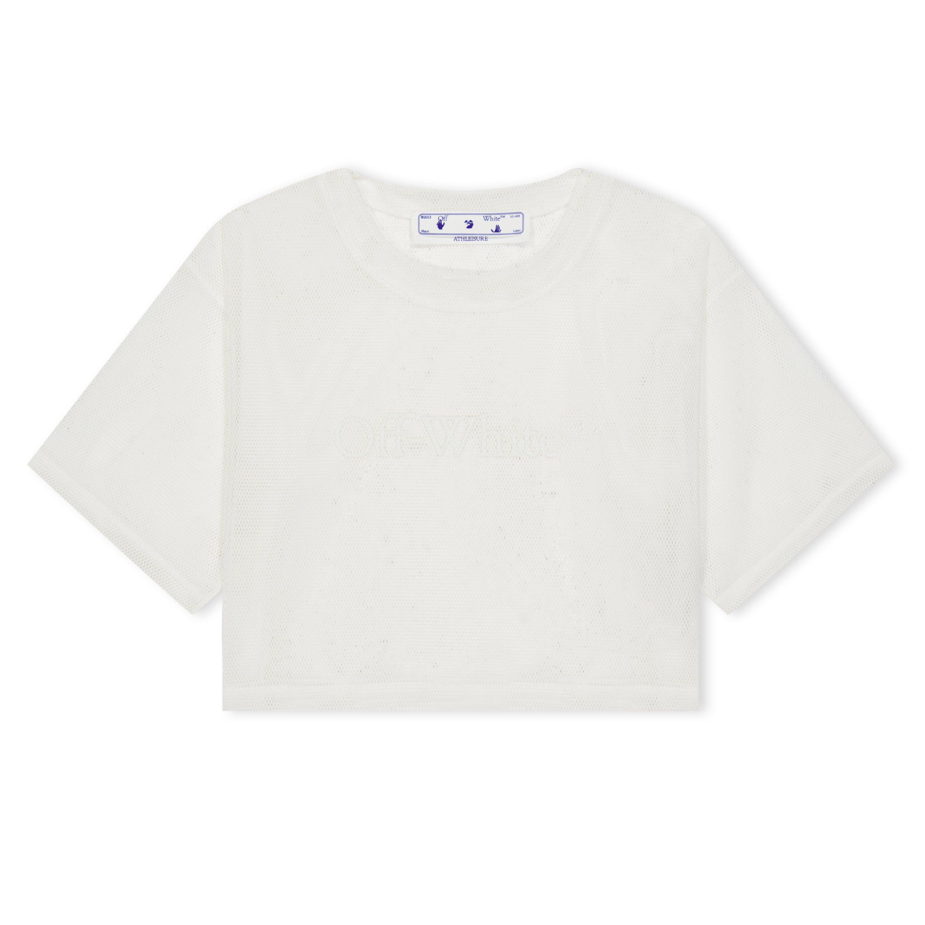 Branco - Off White - Women's Mesh Cropped T-Shirt, Logo Design - 1