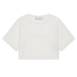 Off White Women's Mesh Cropped T-Shirt, Logo Design