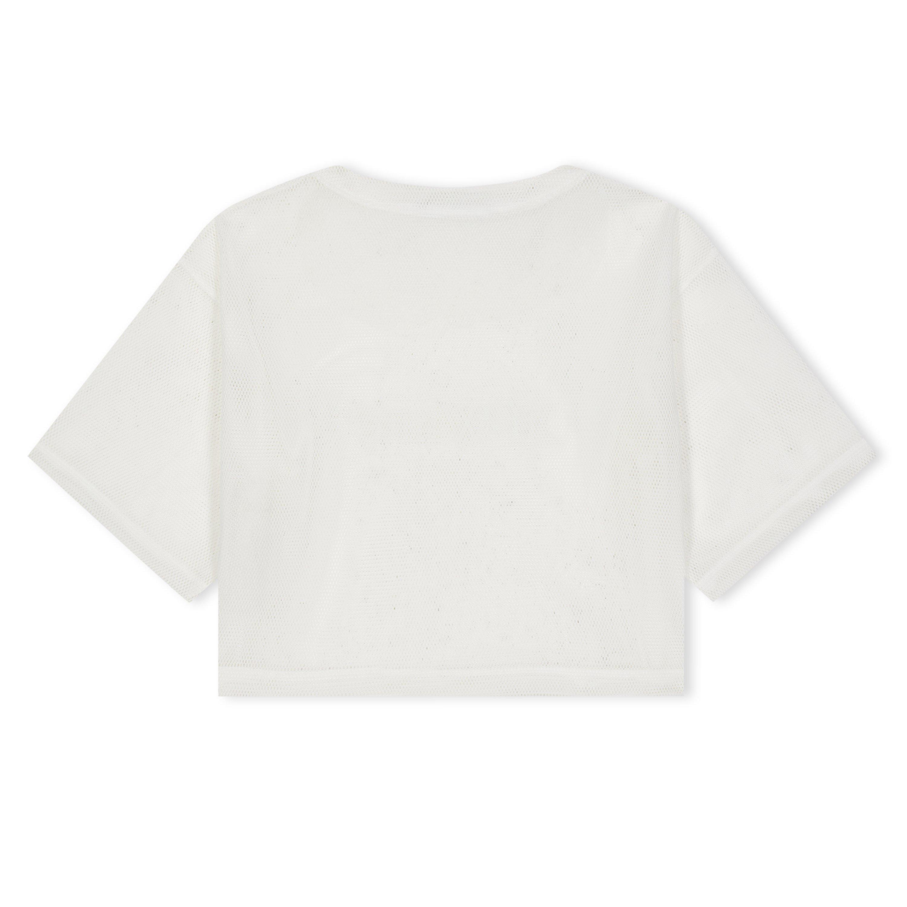 Branco - Off White - Women's Mesh Cropped T-Shirt, Logo Design - 2